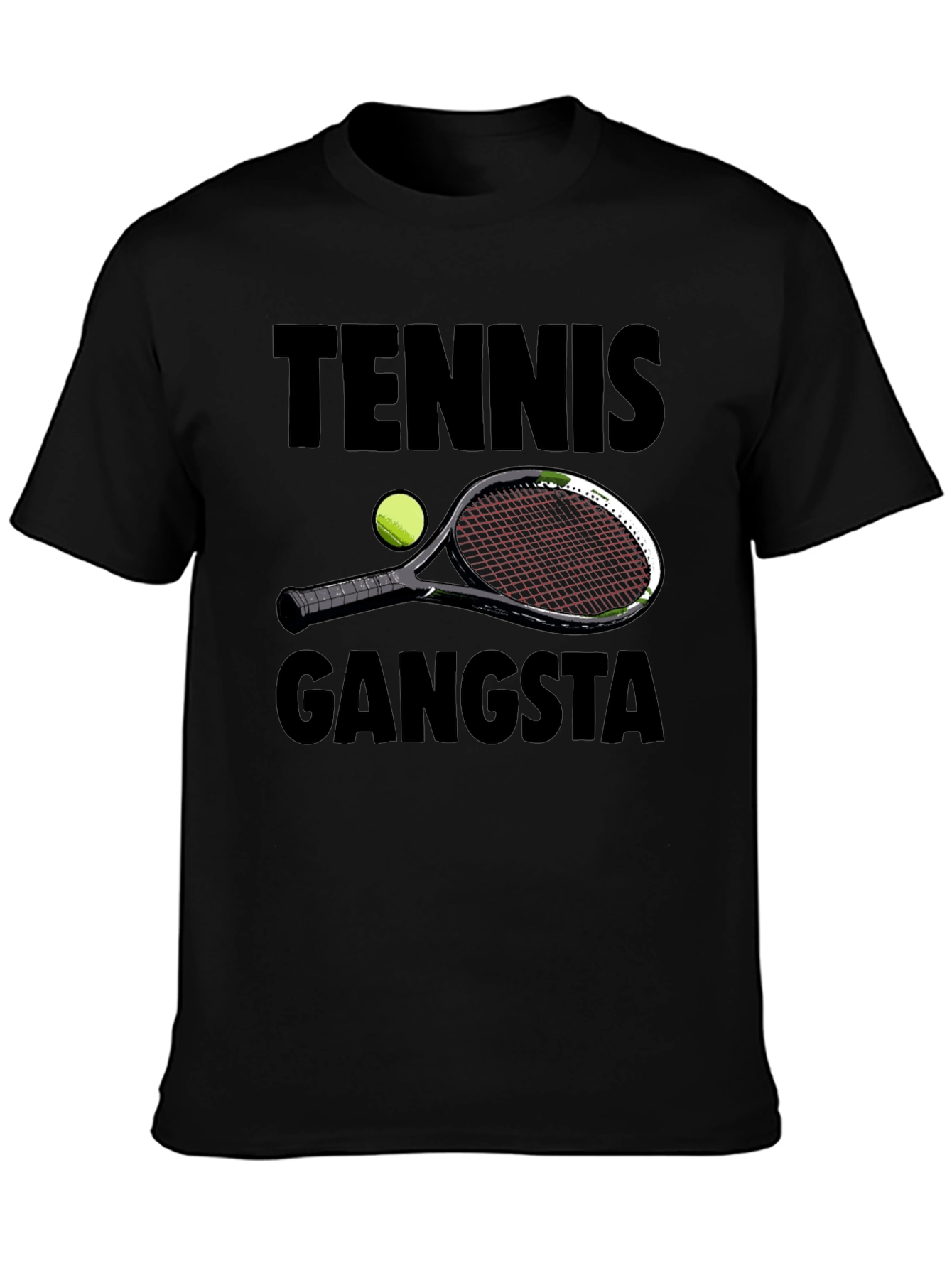 Black Tennis Gangsta Graphic T-Shirt view 3