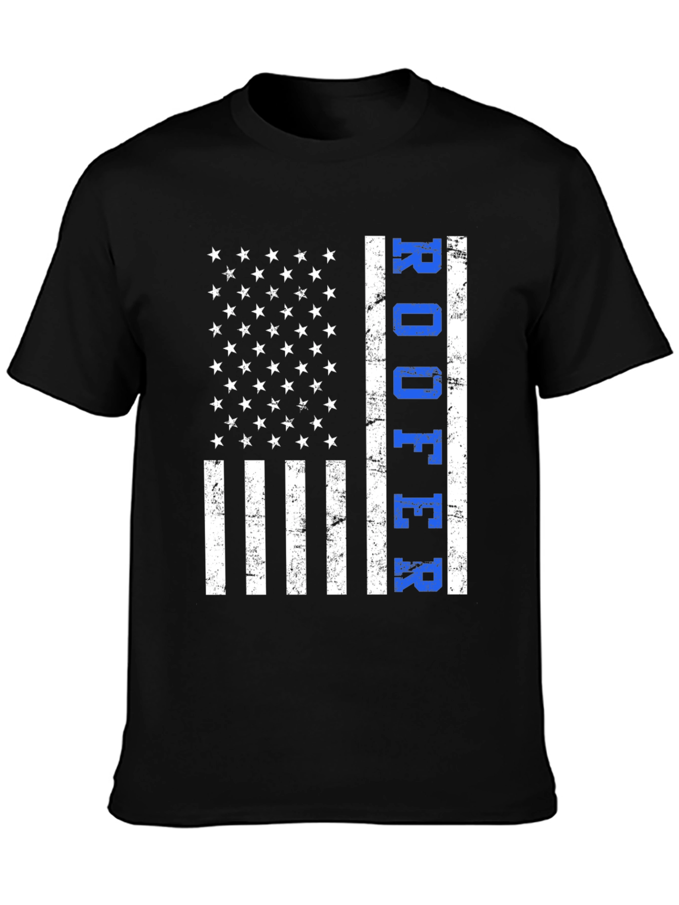Black Roofer American Flag T-Shirt Patriotic Job Pride view 3