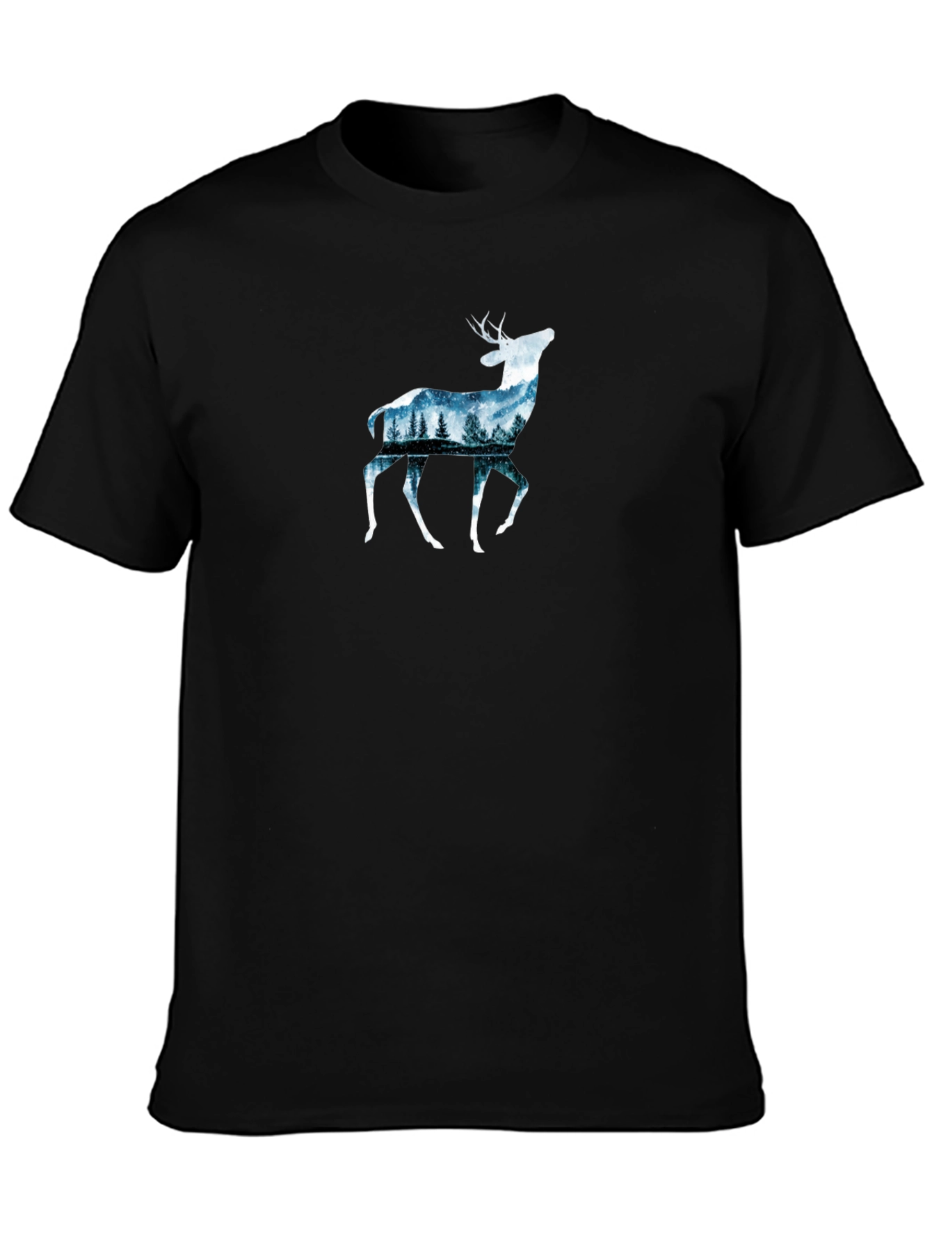 Black Deer Forest Graphic Tee - Nature Inspired Design view 3