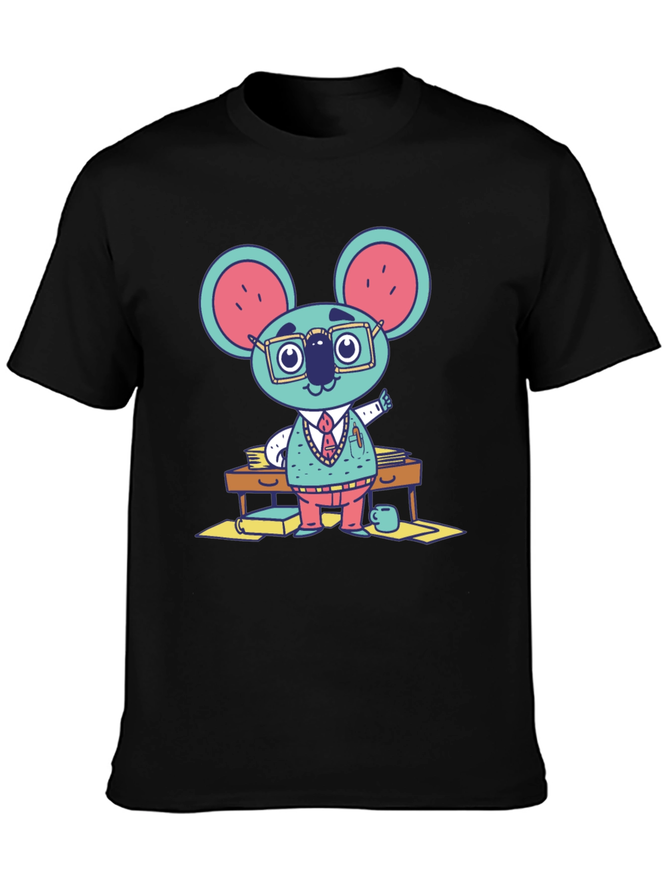 Black Quirky Koala Professor Graphic Tee view 3