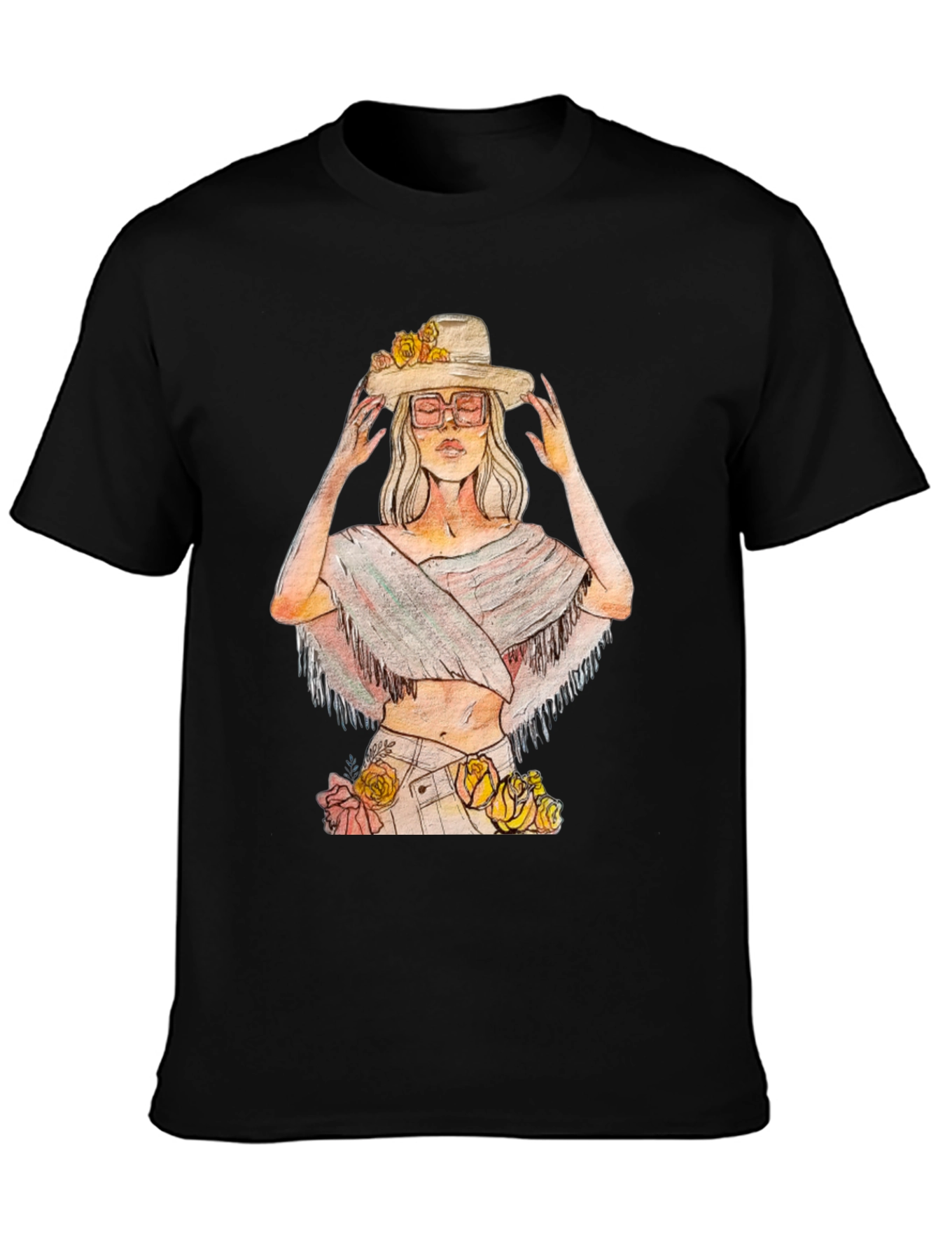 Black Boho Chic Woman's Graphic Tee view 3