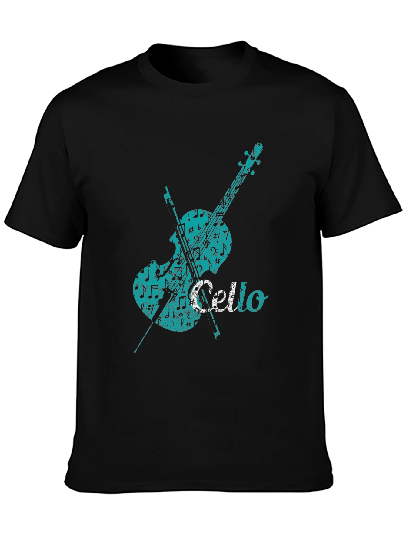 Black Cello Music Note Graphic Tee - Black Cotton view 3