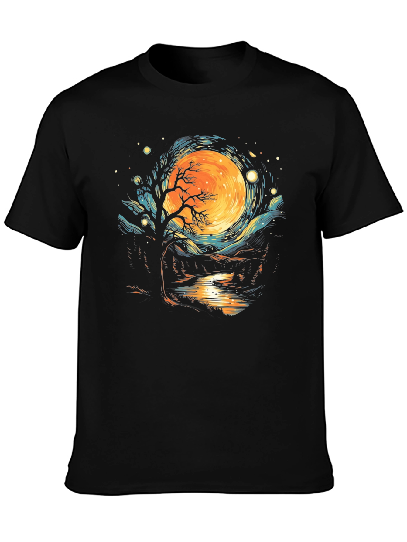 Black Nightscape Graphic Tee - Unique Artistic Design view 3