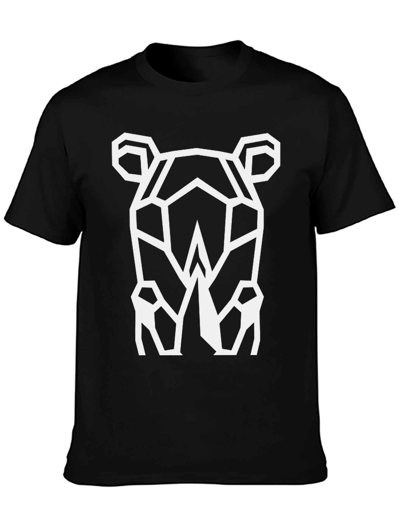 Black Geometric Rhino Graphic Tee - Cool Black T-Shirt view 3