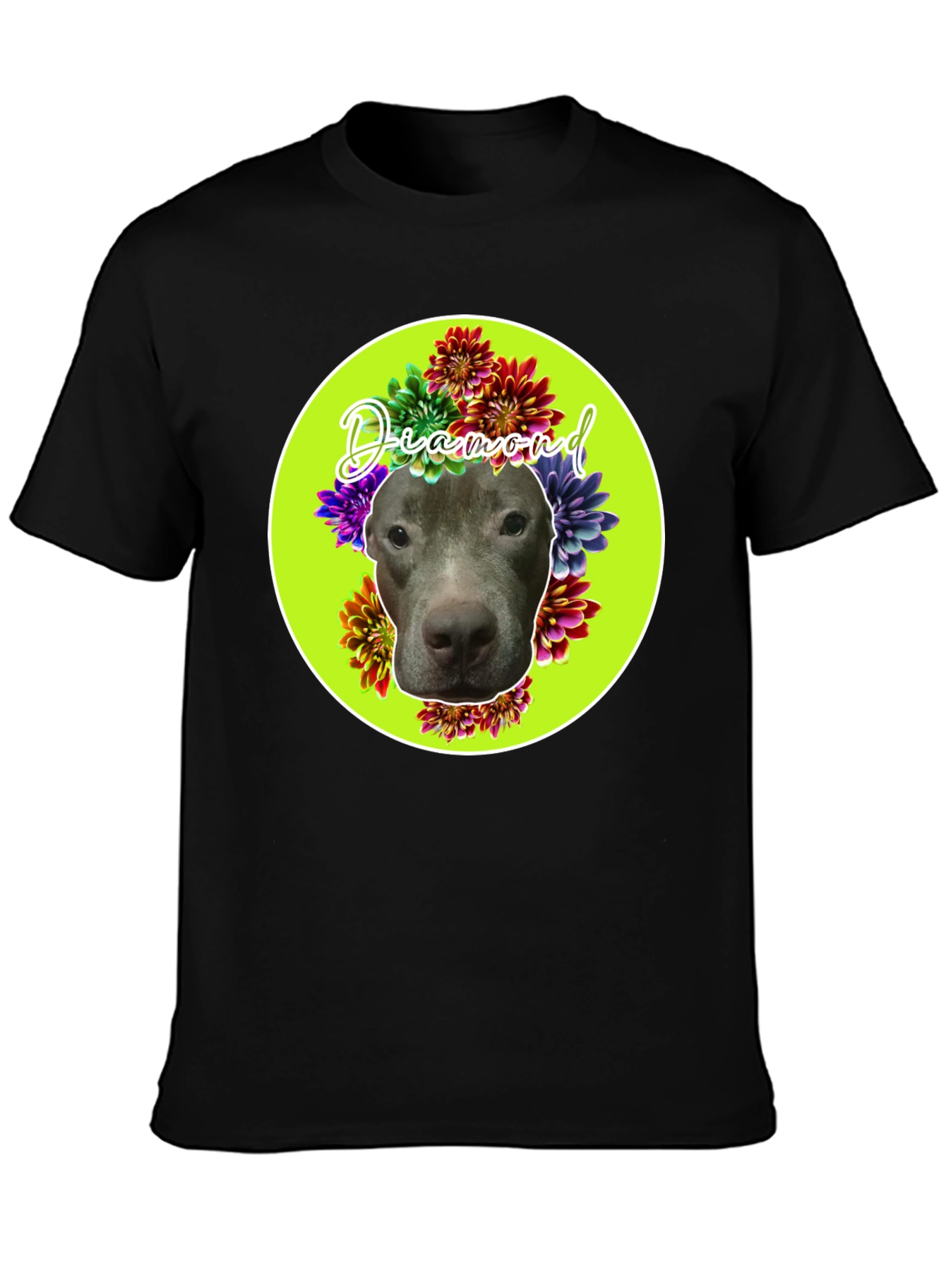 Diamond Dog Floral T-Shirt - Custom Pet Tee - 3