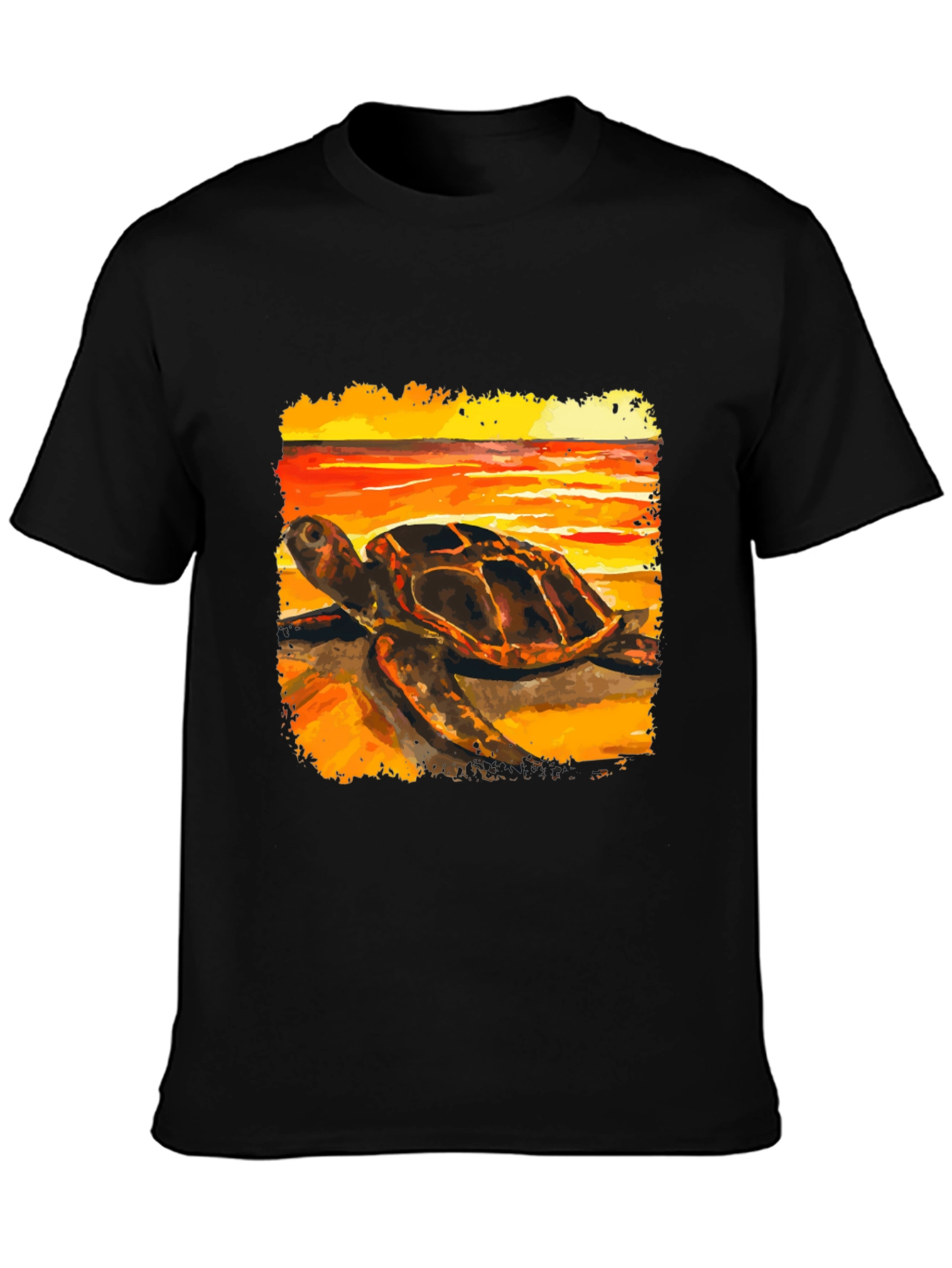 Black Sea Turtle Sunset Graphic Tee - Coastal Style view 3