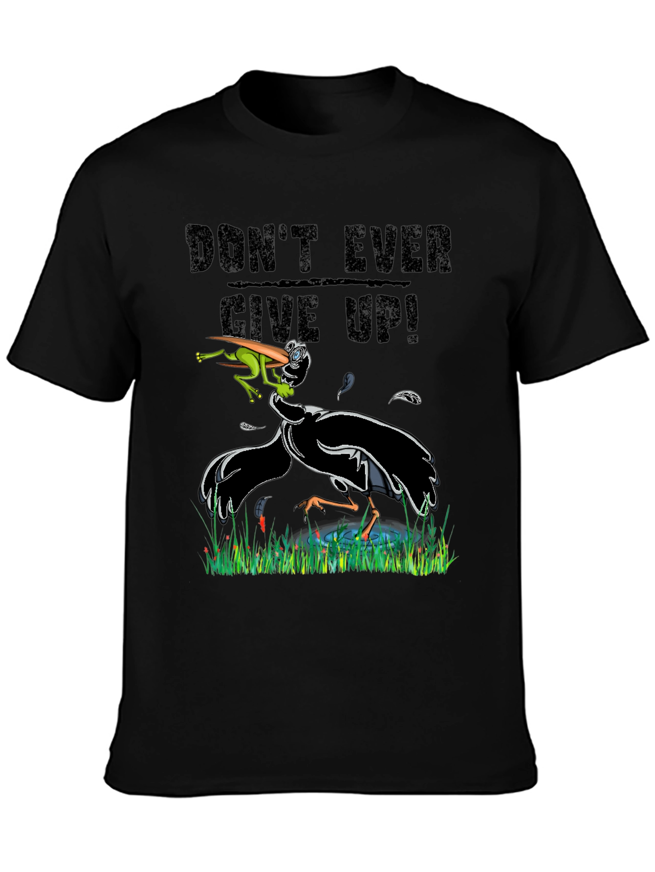Black Don't Ever Give Up Funny Graphic Tee view 3