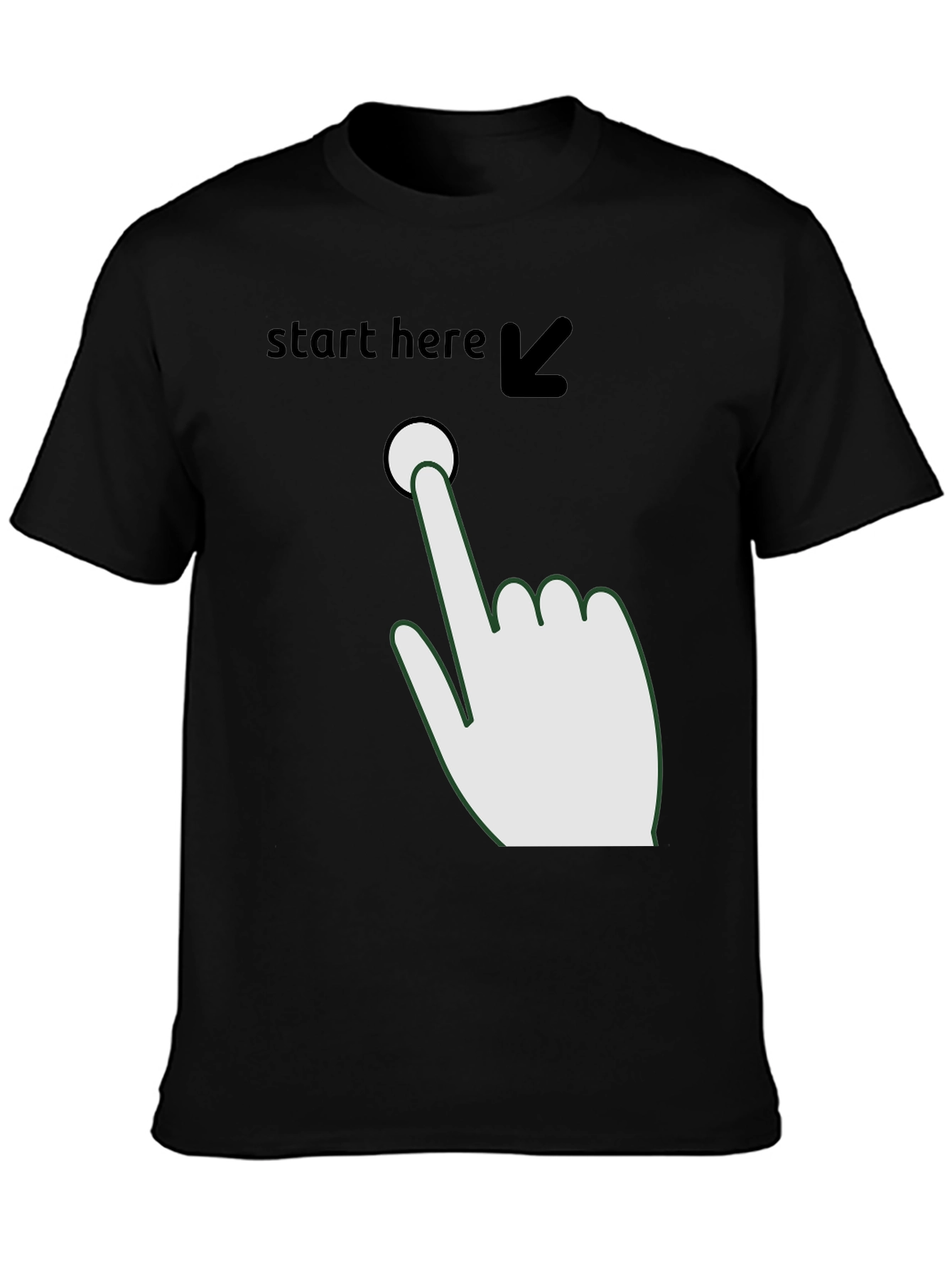 Black Start Here Graphic Tee - Funny Novelty Shirt view 3