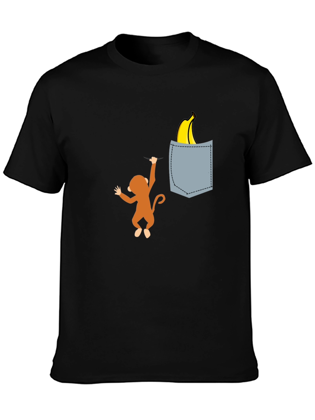 Black Monkey Banana Pocket T-Shirt - Novelty Graphic Tee view 3