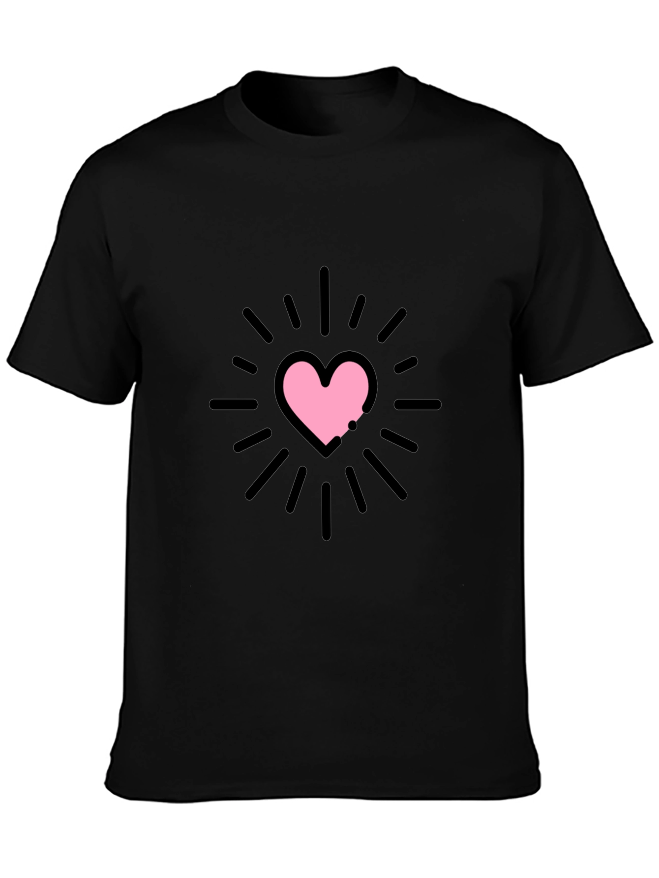 Black Heart Burst Graphic Tee - Black Unisex T-Shirt view 3