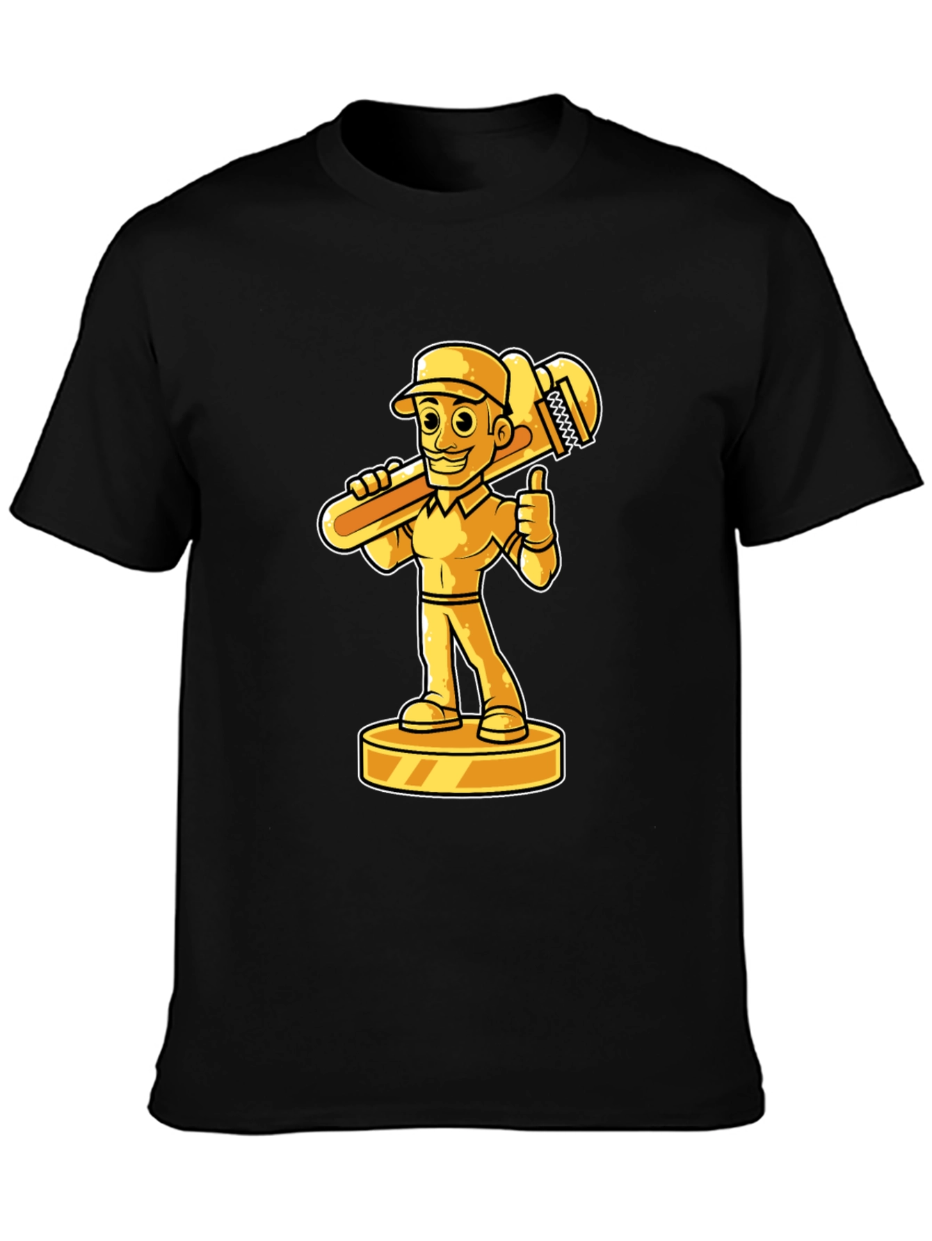 Black Plumber Cartoon Graphic Tee view 3