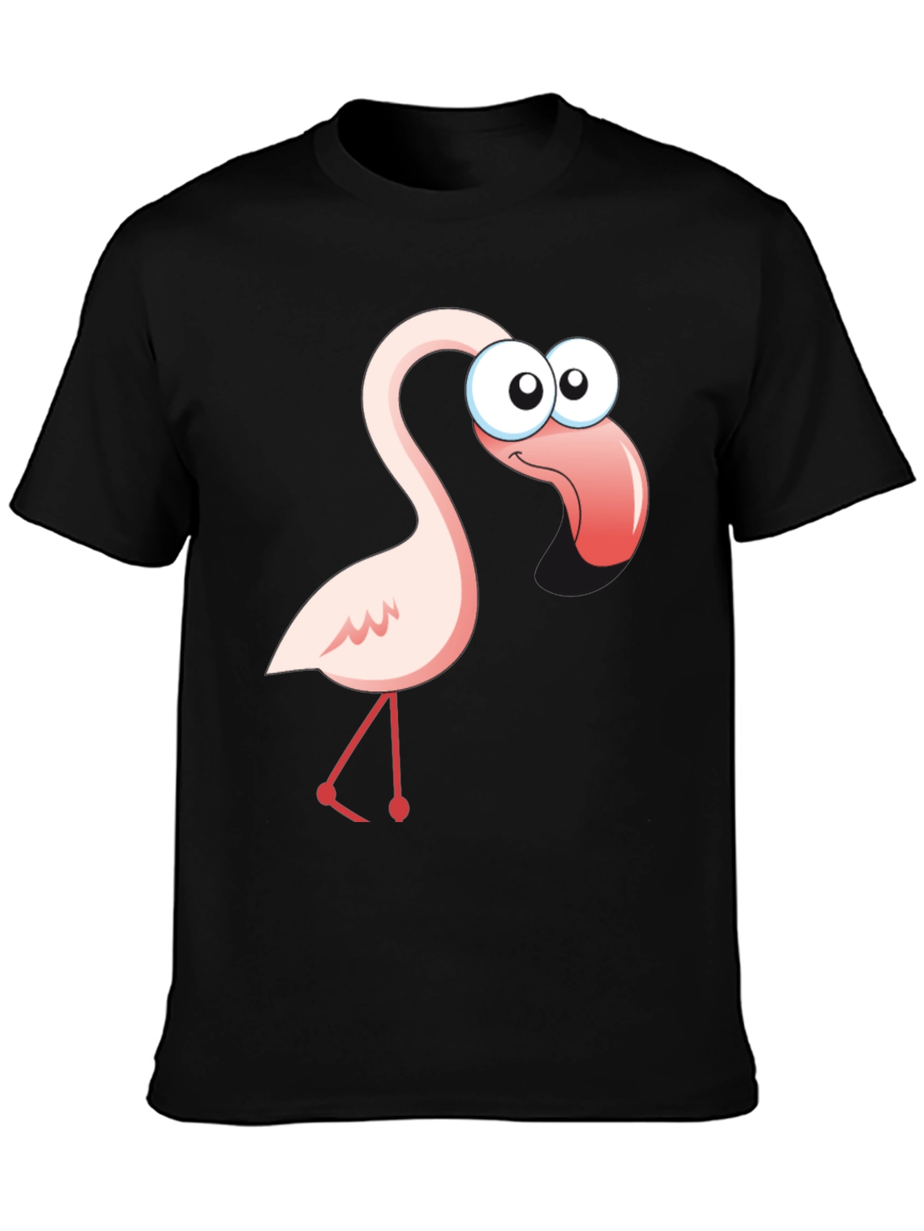 Black Cartoon Flamingo Graphic T-Shirt view 3