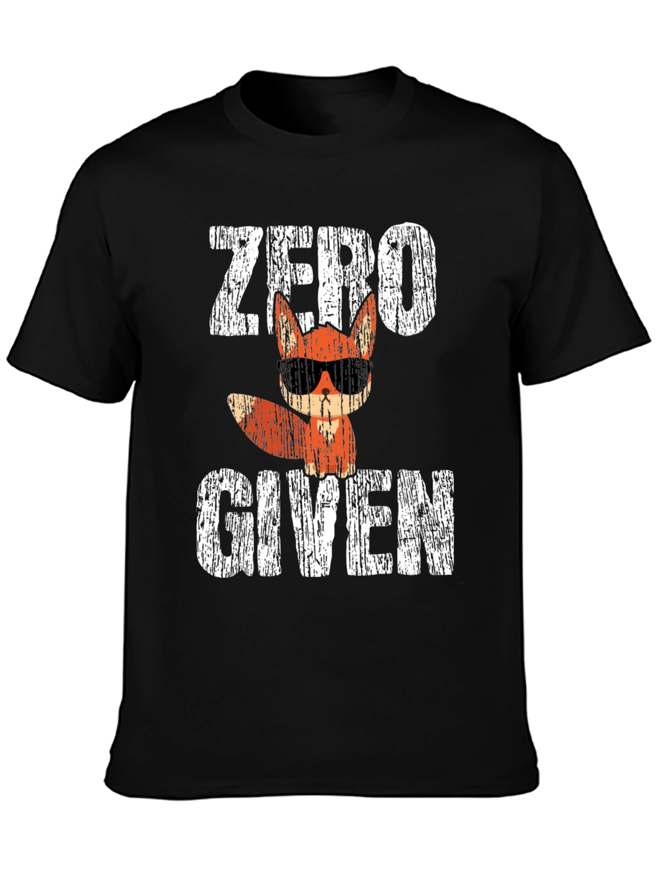 Black Zero Fox Given Funny T-Shirt view 3