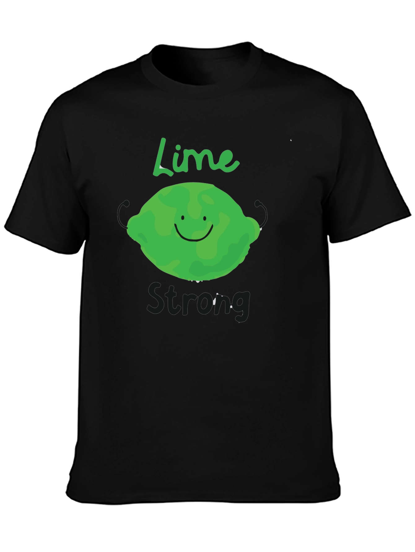 Black Lime Strong Black T-Shirt - Funny Fruit Graphic Tee view 3