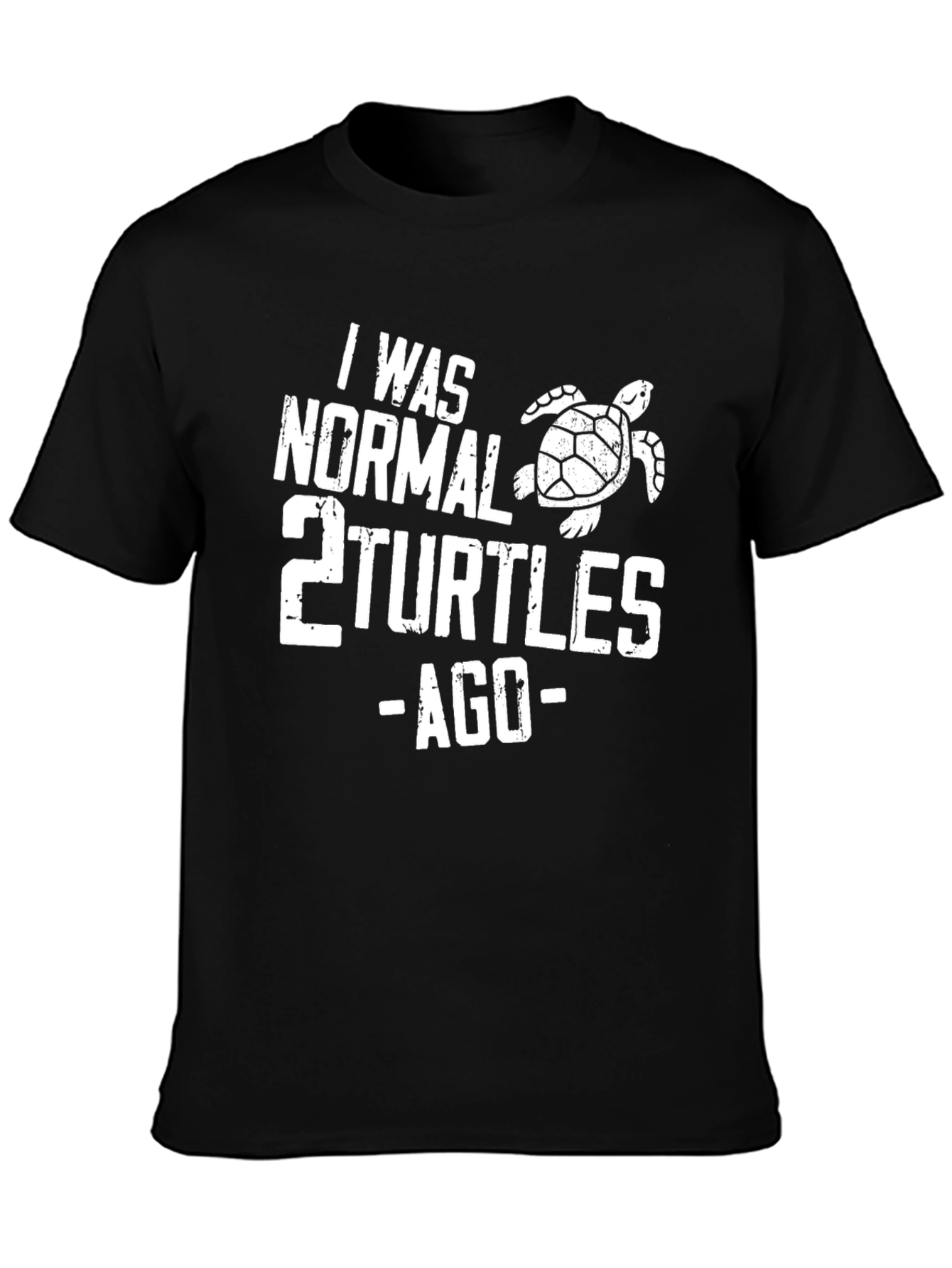 Black Funny Turtle Graphic T-Shirt - "I Was Normal 2 Turtles Ago" view 3