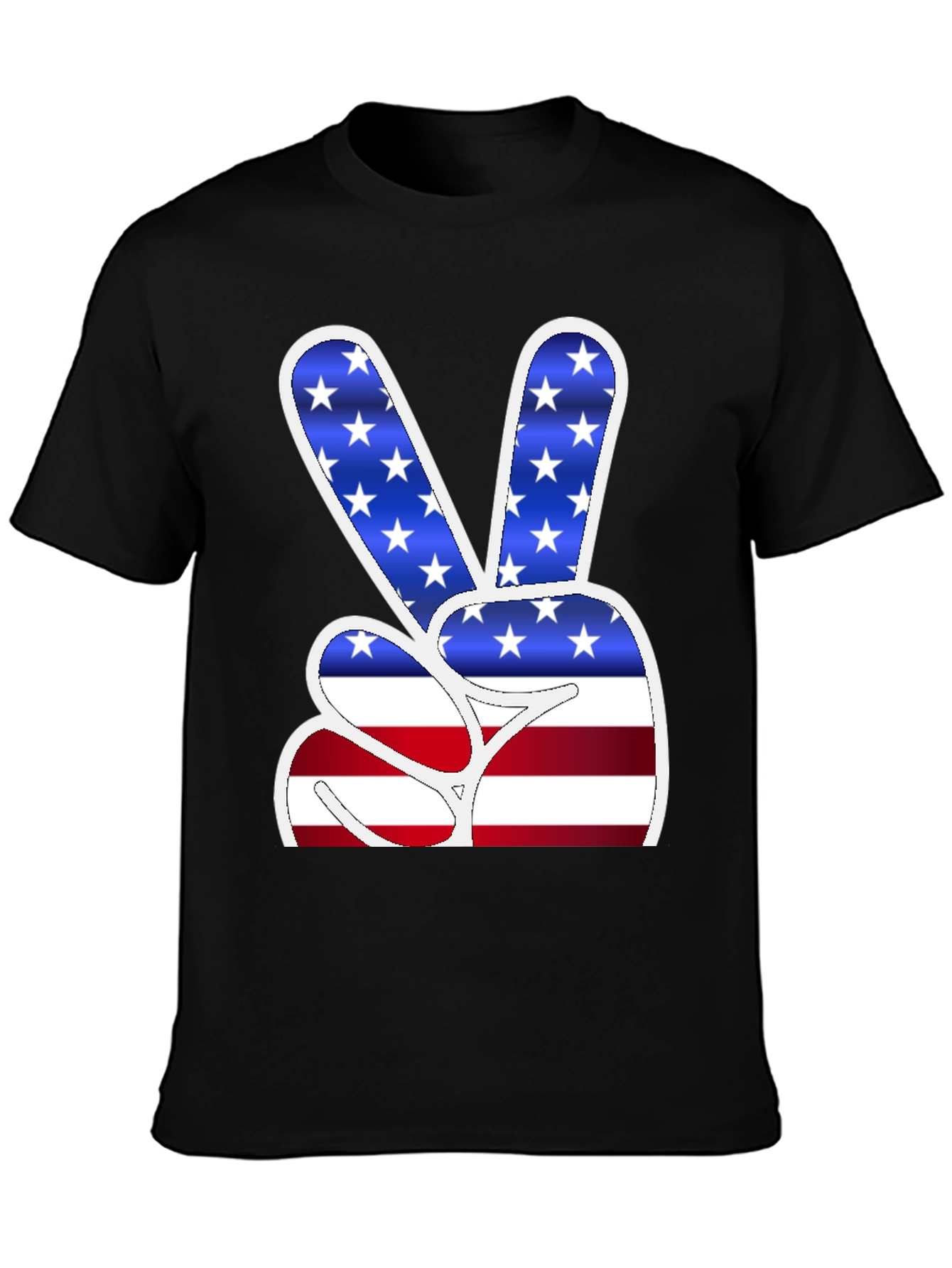 Black American Flag Peace Sign Graphic T-Shirt view 3
