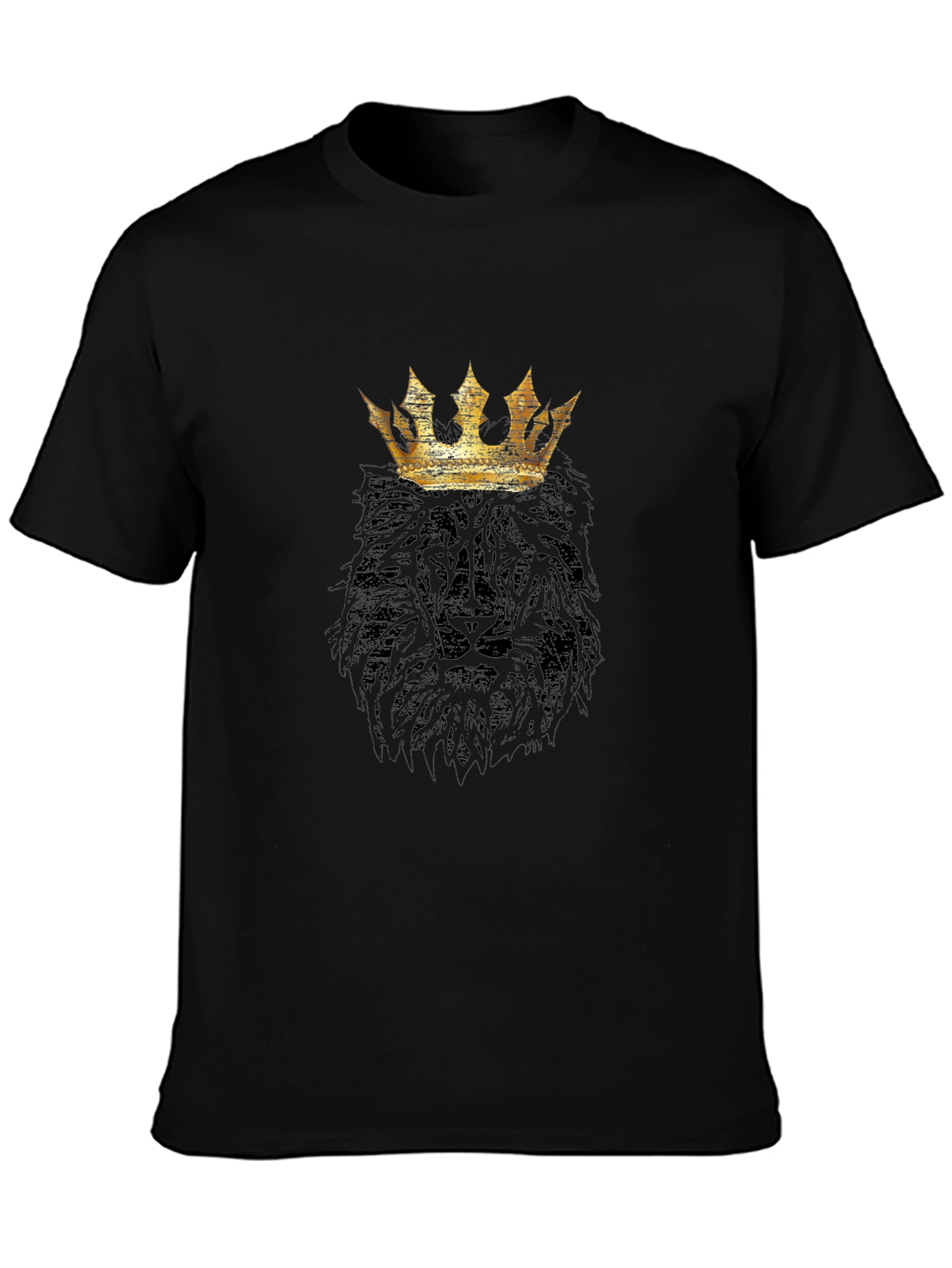 Black King Lion Graphic T-Shirt - Black view 3