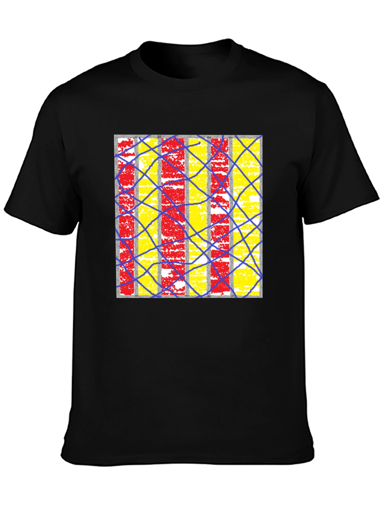 Black Abstract Graphic Print Crew Neck T-Shirt view 3