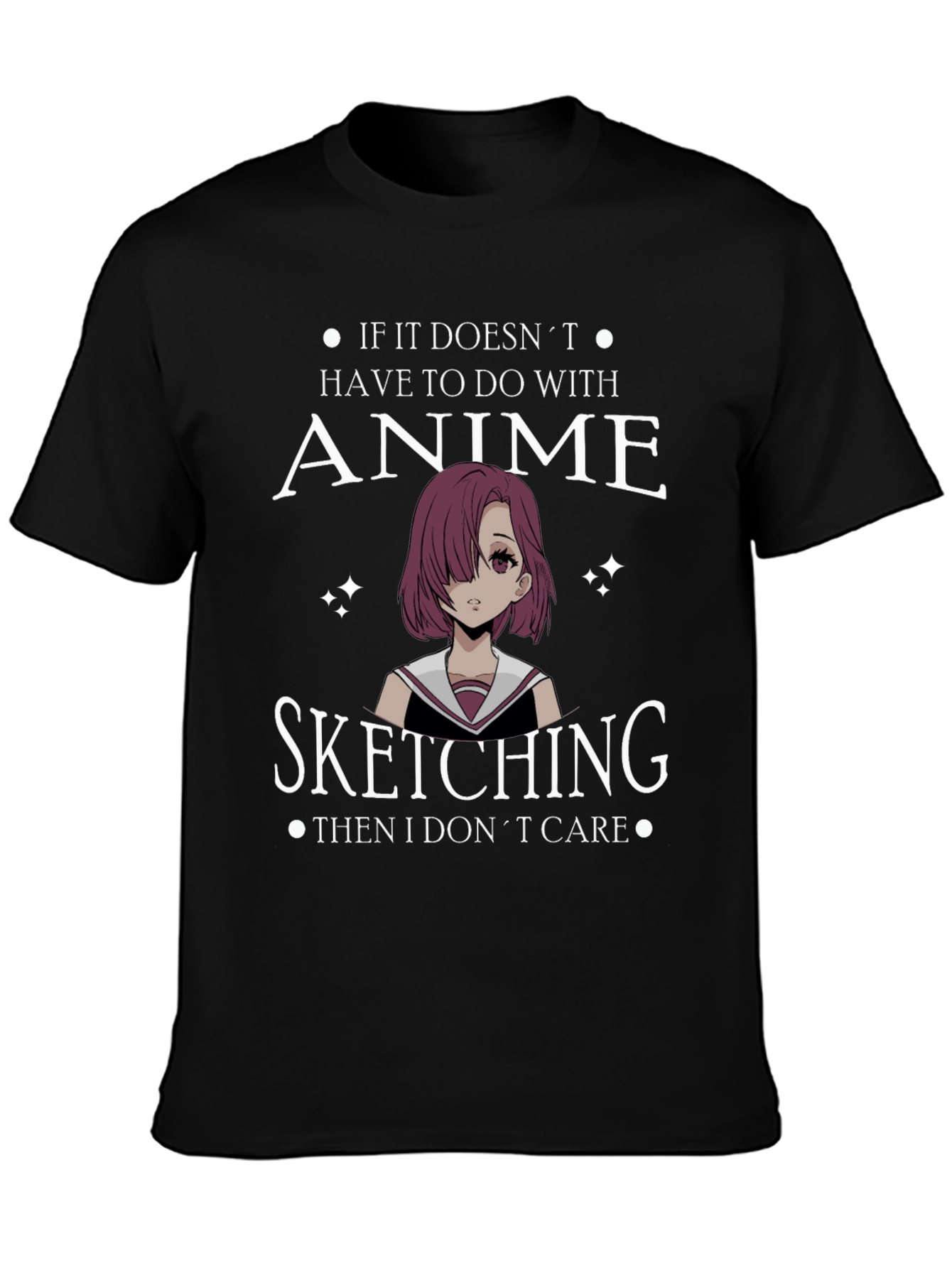 Black Anime Sketching T-Shirt - Otaku Style view 3
