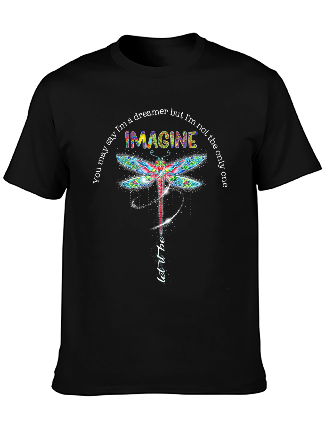 Black Imagine Dragonfly Graphic Tee - Let it Be view 3