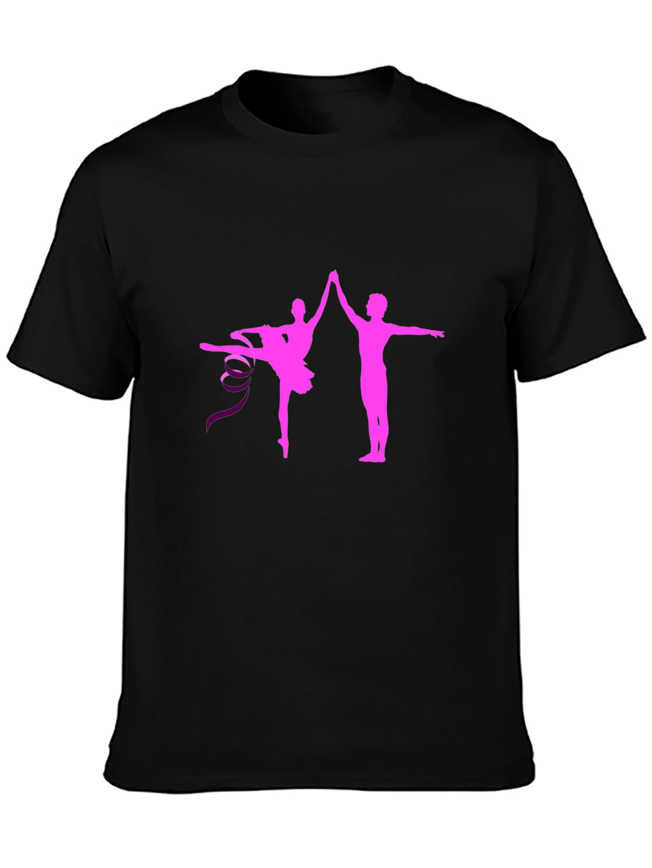 Black Ballet Dance Graphic Tee - Pink Silhouette view 3