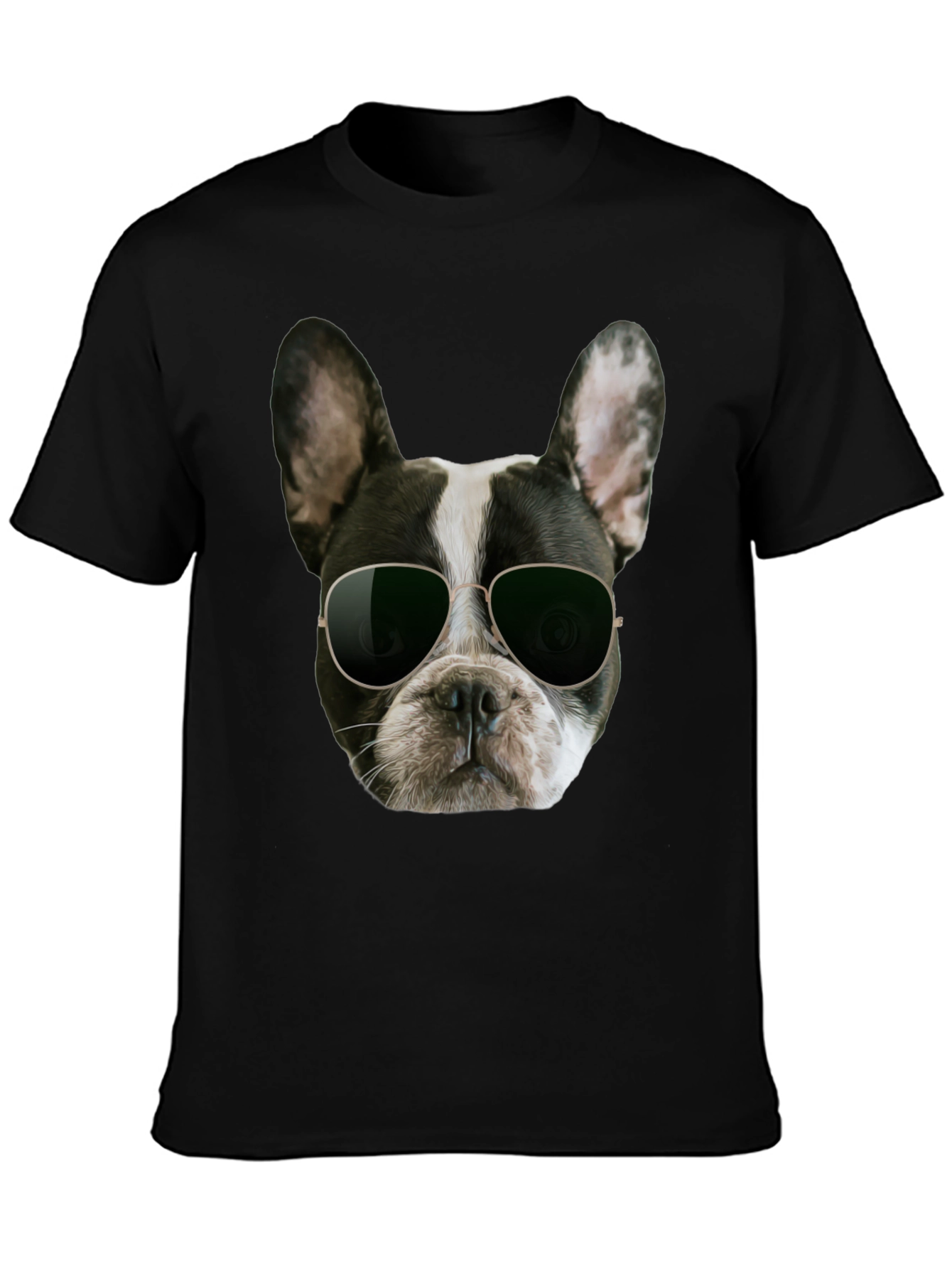 Black Cool Dog Graphic T-Shirt - Black Cotton Blend view 3