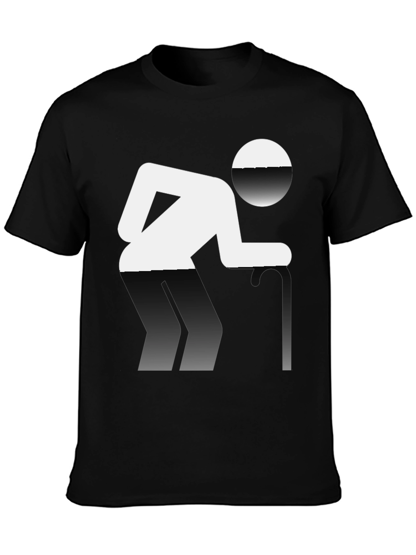 Black Novelty T-Shirt: Funny Pictogram Design, Black Cotton Tee view 3