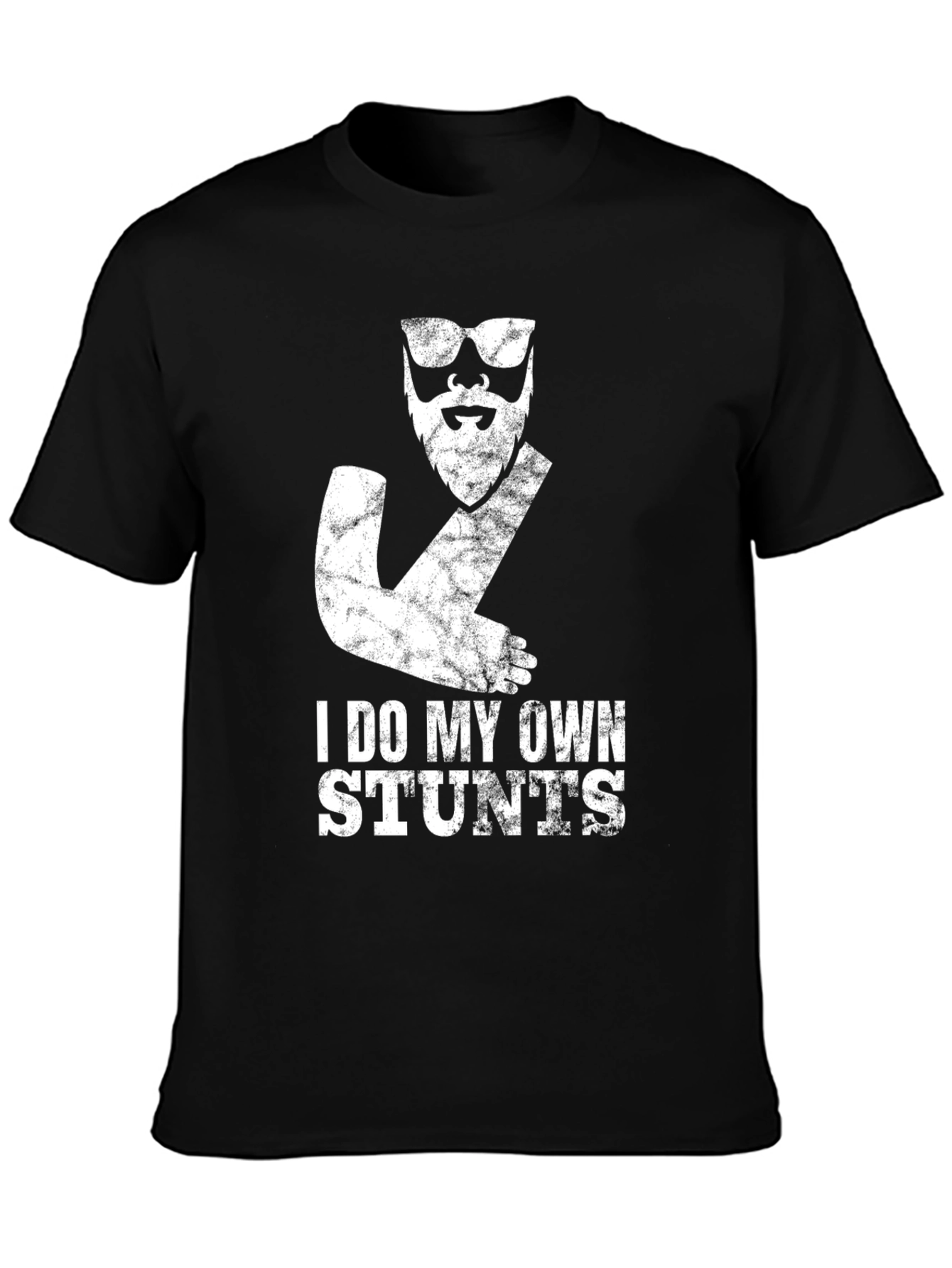 Black I Do My Own Stunts T-Shirt - Funny Injury Shirt view 3