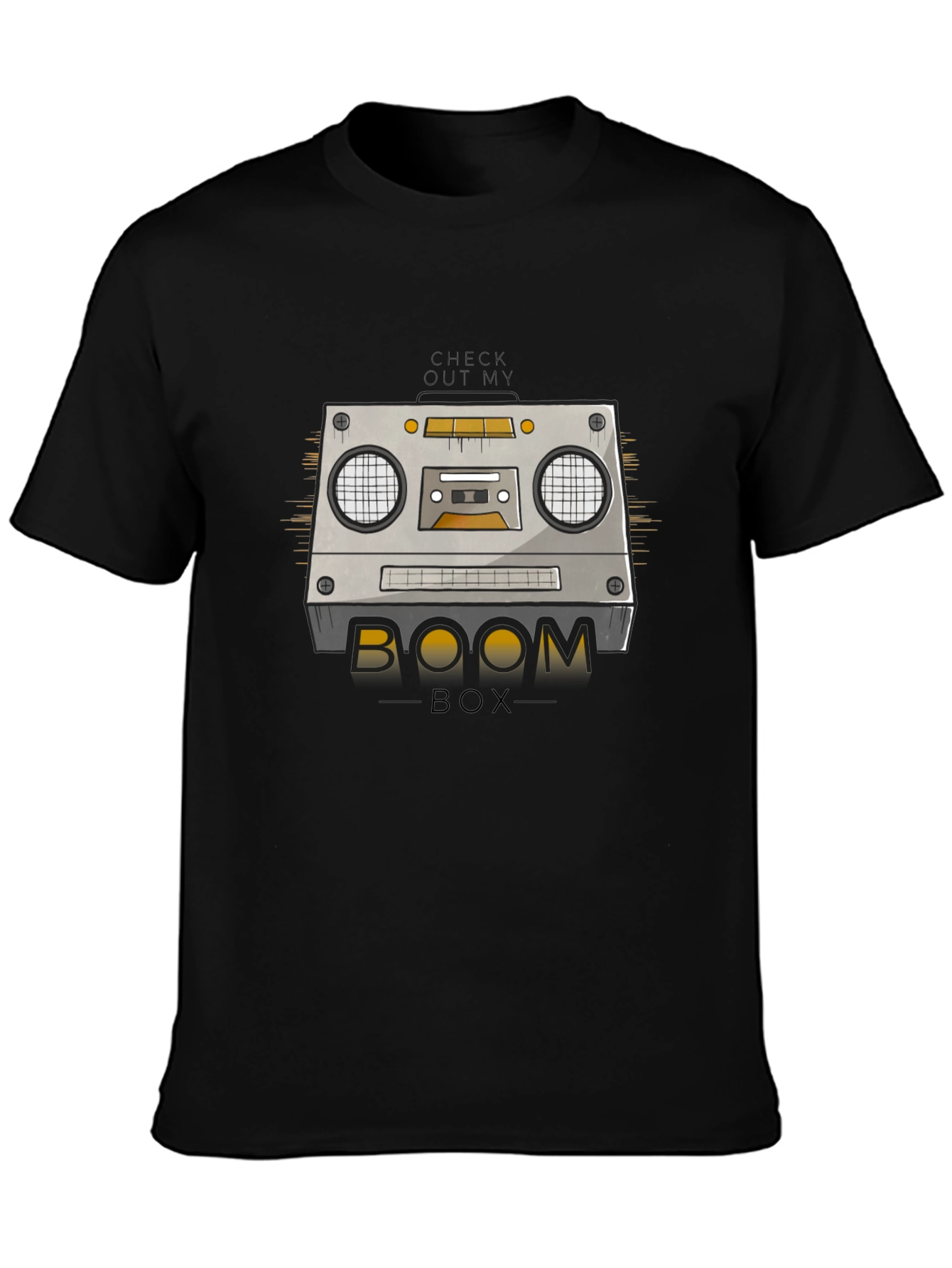 Black Retro Boombox Graphic T-Shirt - Vintage Music Style view 3