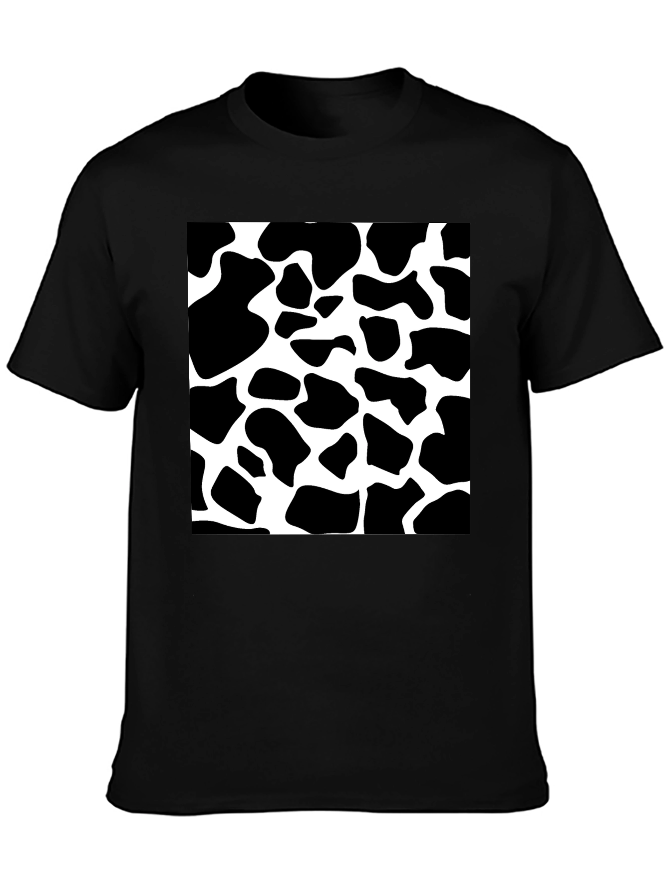Black Cow Print Graphic Black T-Shirt view 3