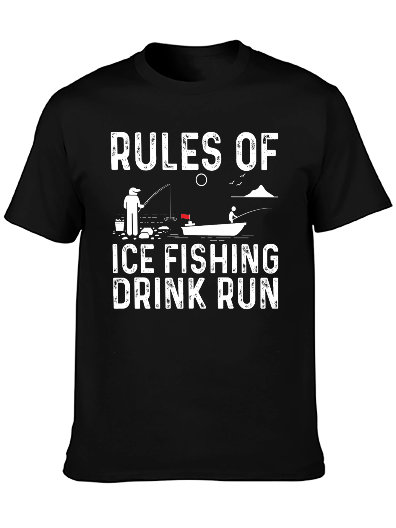 Black Ice Fishing Rules Graphic Tee view 3