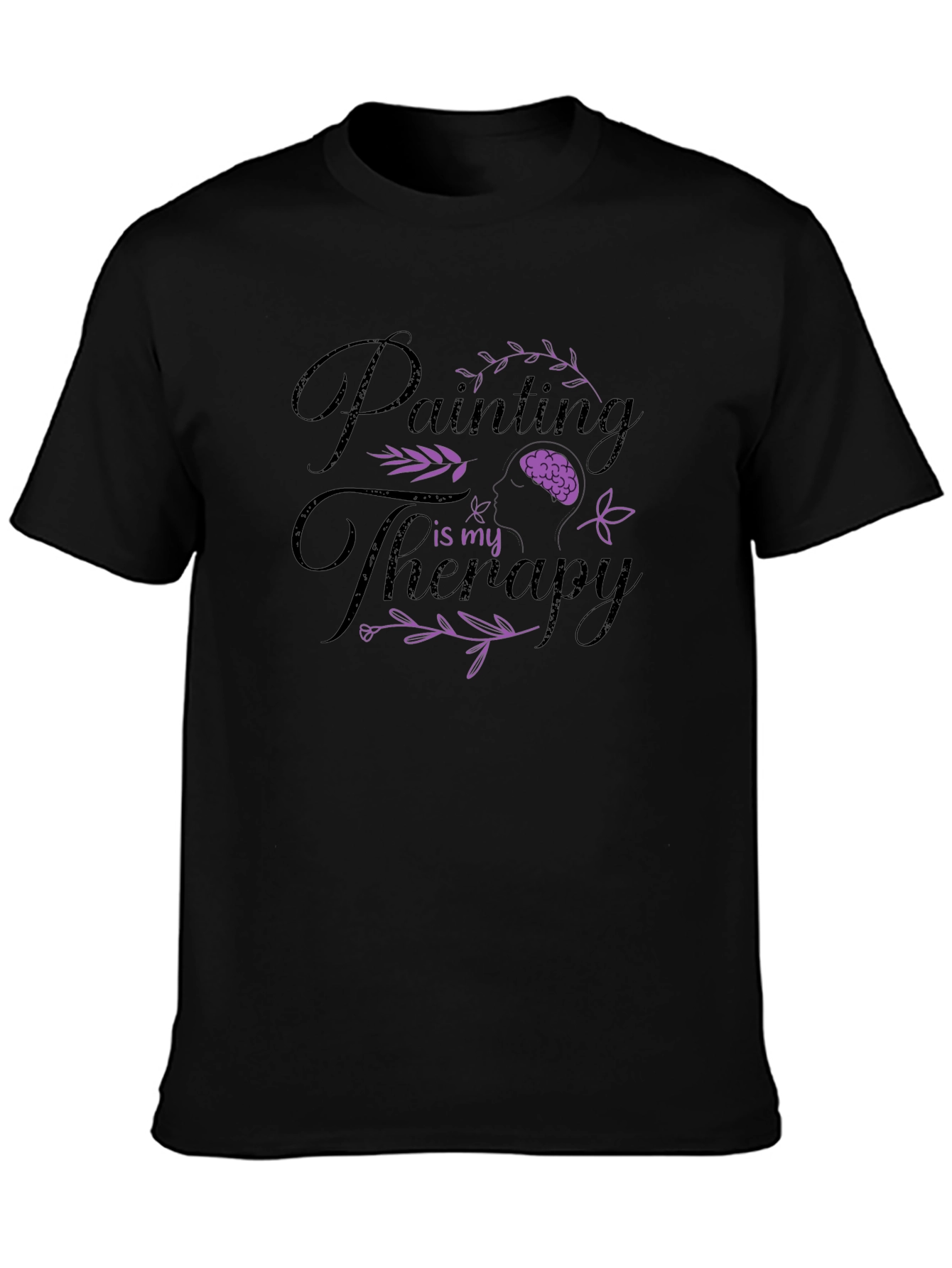 Black Painting is My Therapy Black Graphic T-Shirt view 3