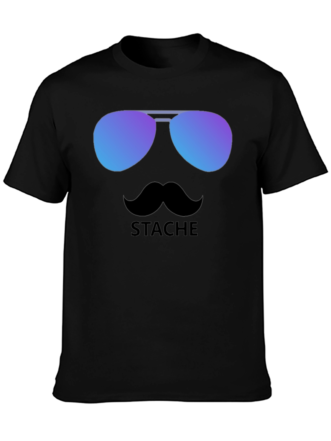 Black Cool Stache T-Shirt - Sunglasses & Moustache Graphic Tee view 3