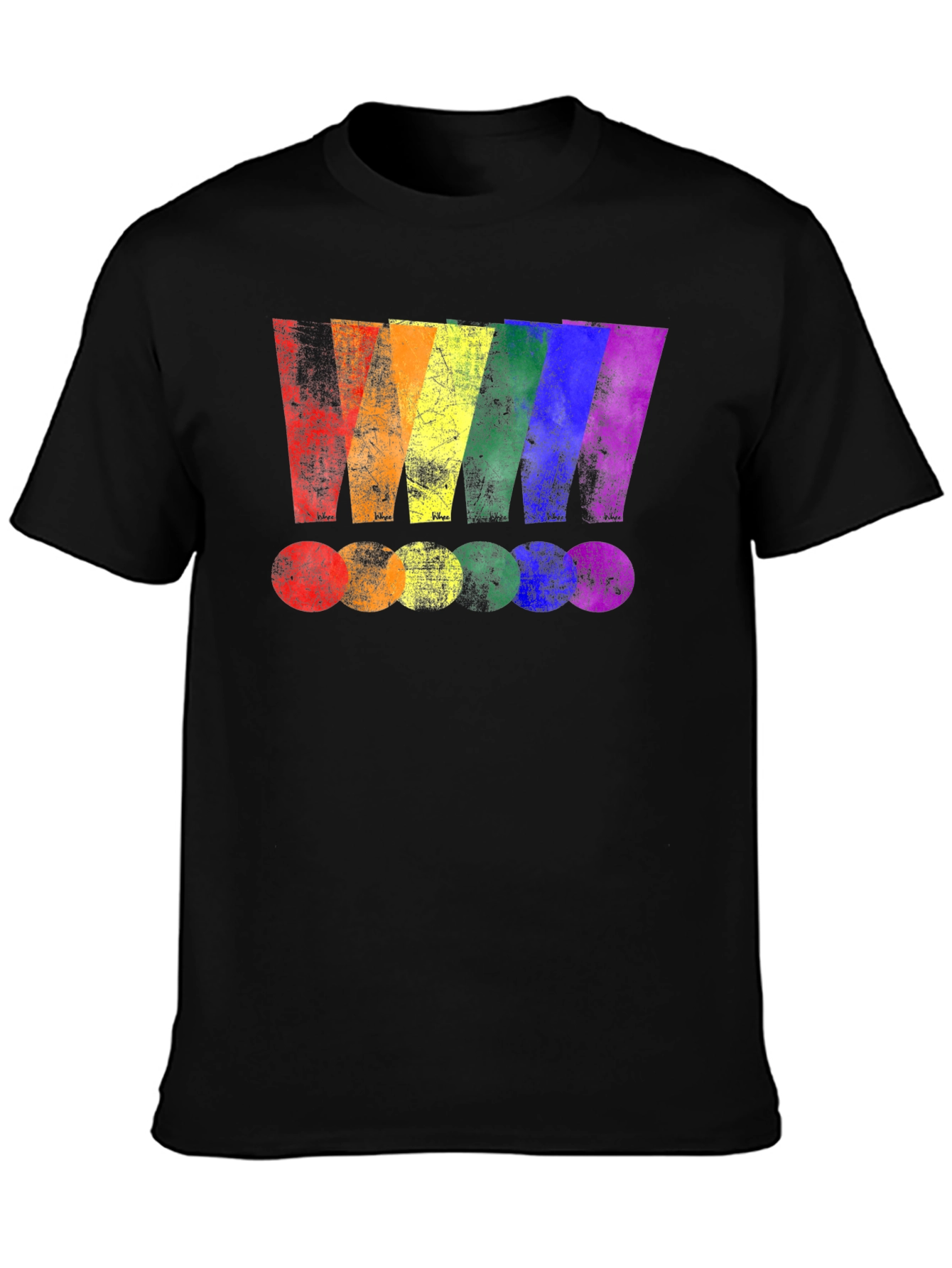 Black Rainbow Stripe Graphic Print Black T-Shirt view 3