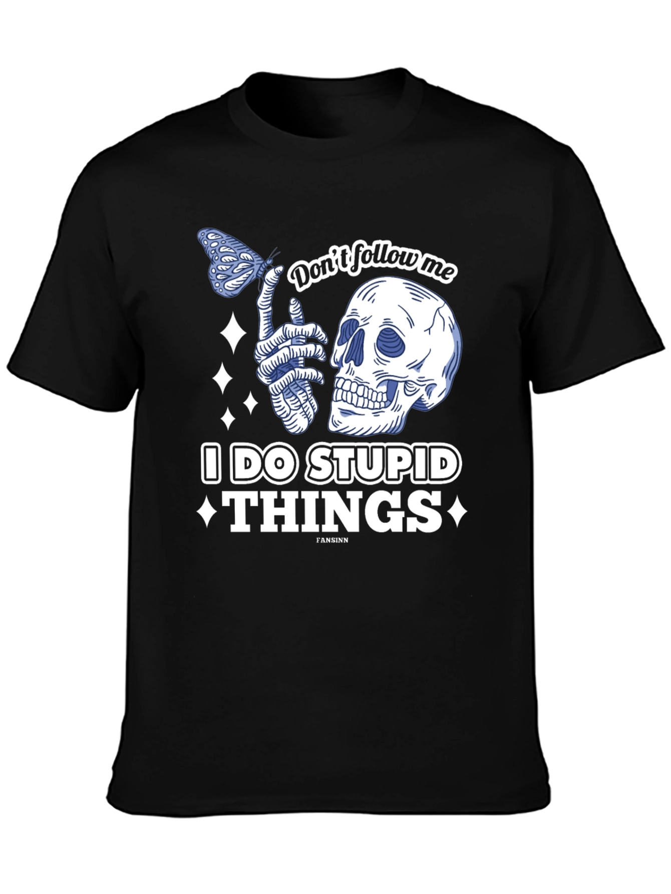 Black Don't Follow Me Funny Graphic T-Shirt view 3