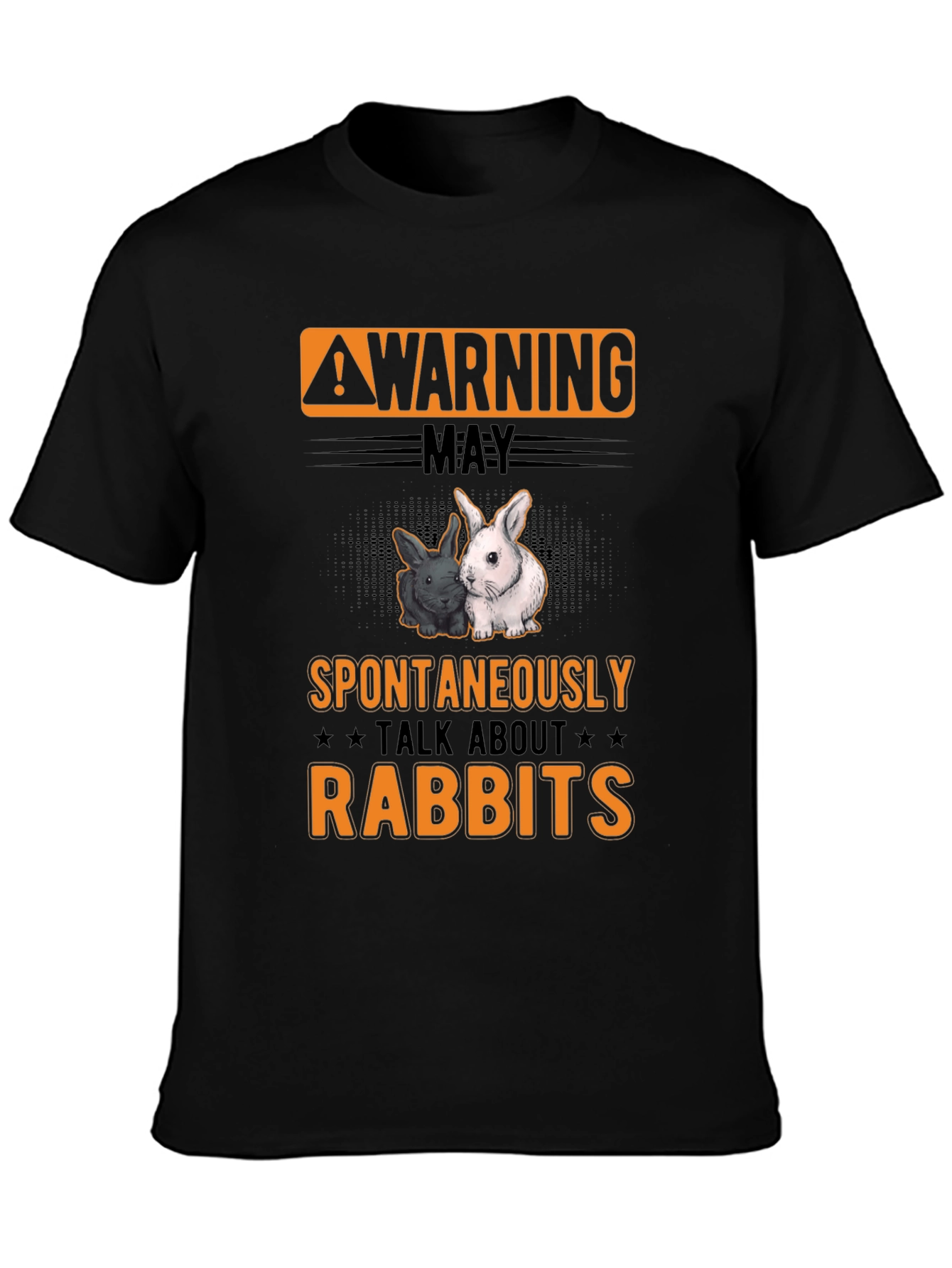 Black Warning May Spontaneously Talk About Rabbits T-Shirt view 3