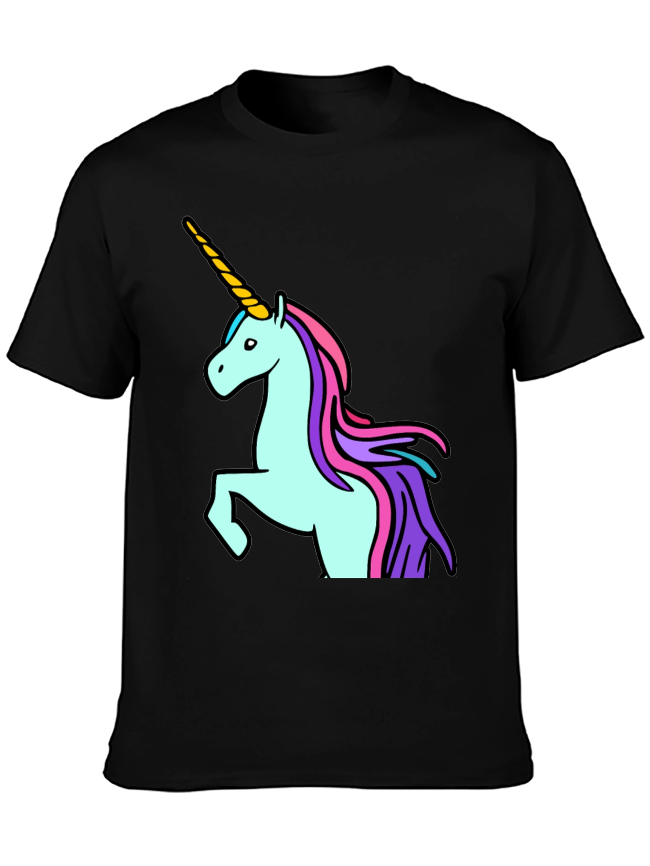 Black Unicorn Graphic Tee - Black Cotton T-Shirt view 3