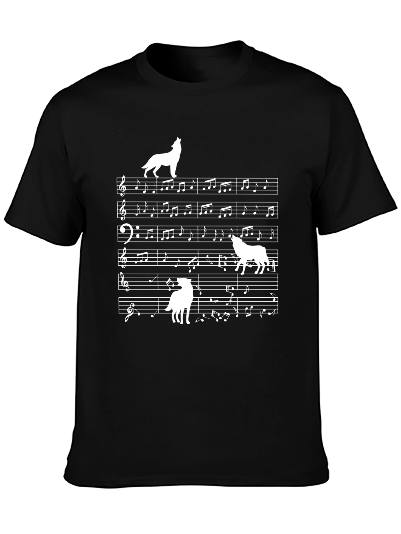 Black Musical Wolf T-Shirt view 3