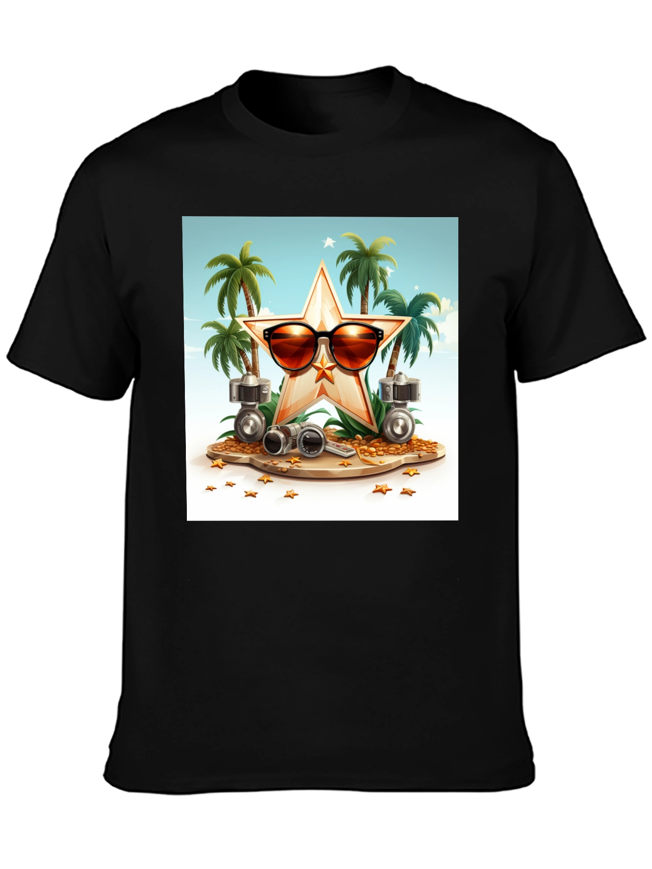 Black Tropical Star T-Shirt view 3