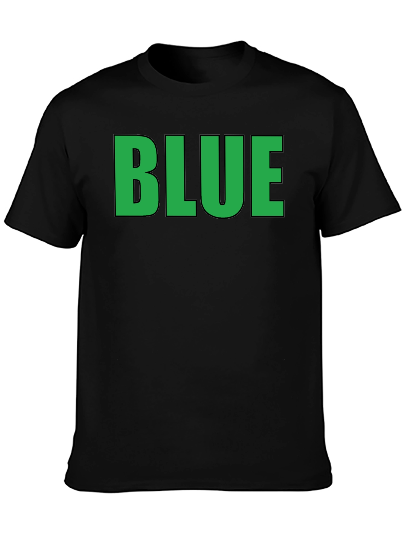 Black Funny Graphic Tee - BLUE (Green Text) - Adult T-Shirt view 3