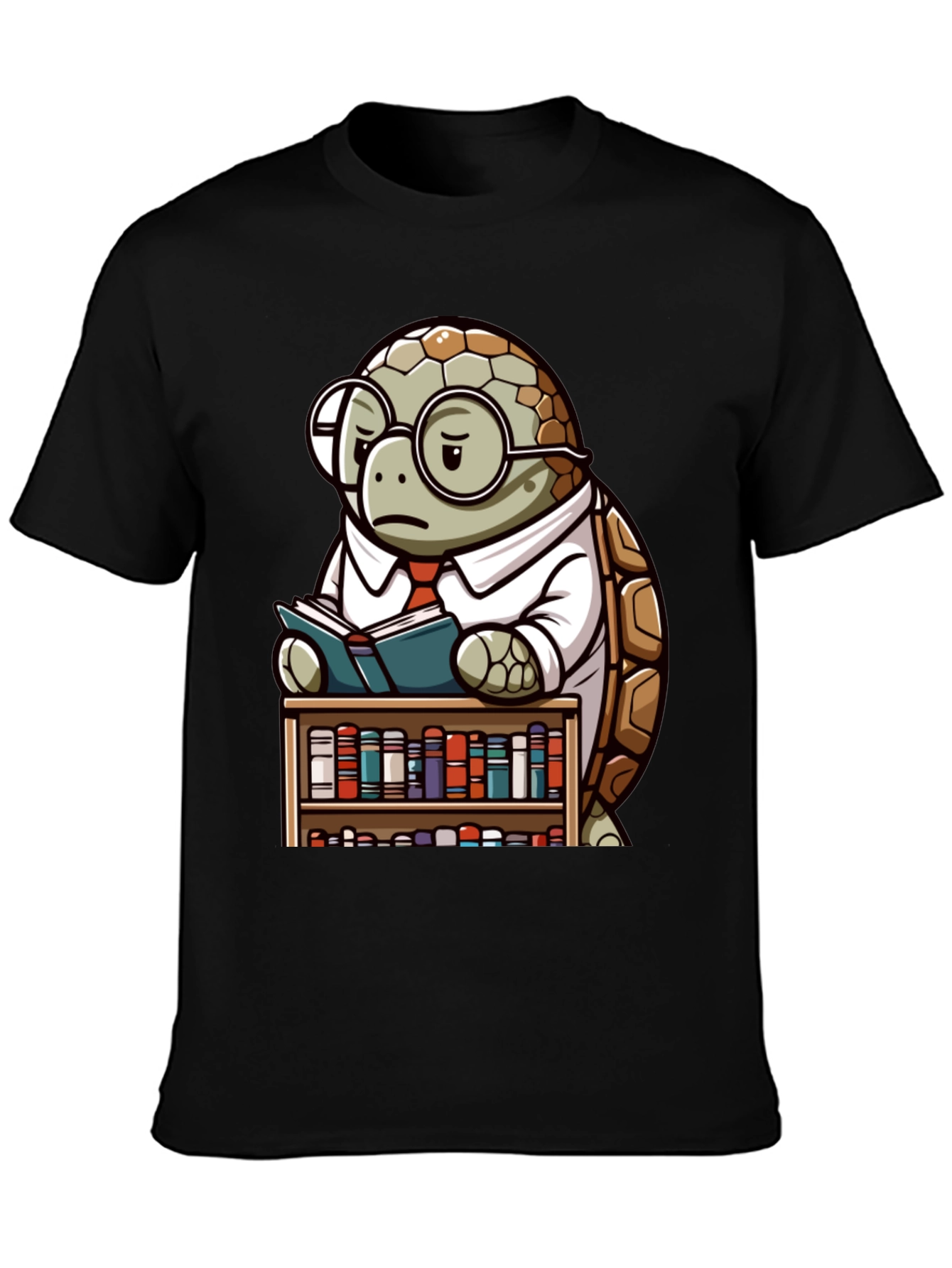 Black Smart Turtle Graphic T-Shirt - Book Lover Tee view 3
