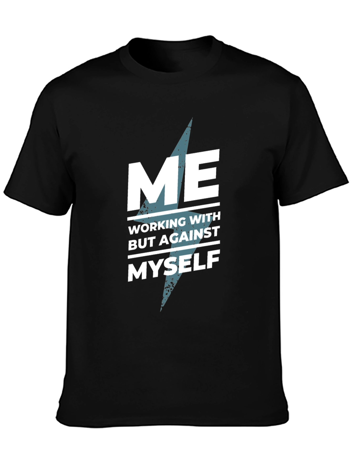 Black Working With Myself T-Shirt view 3