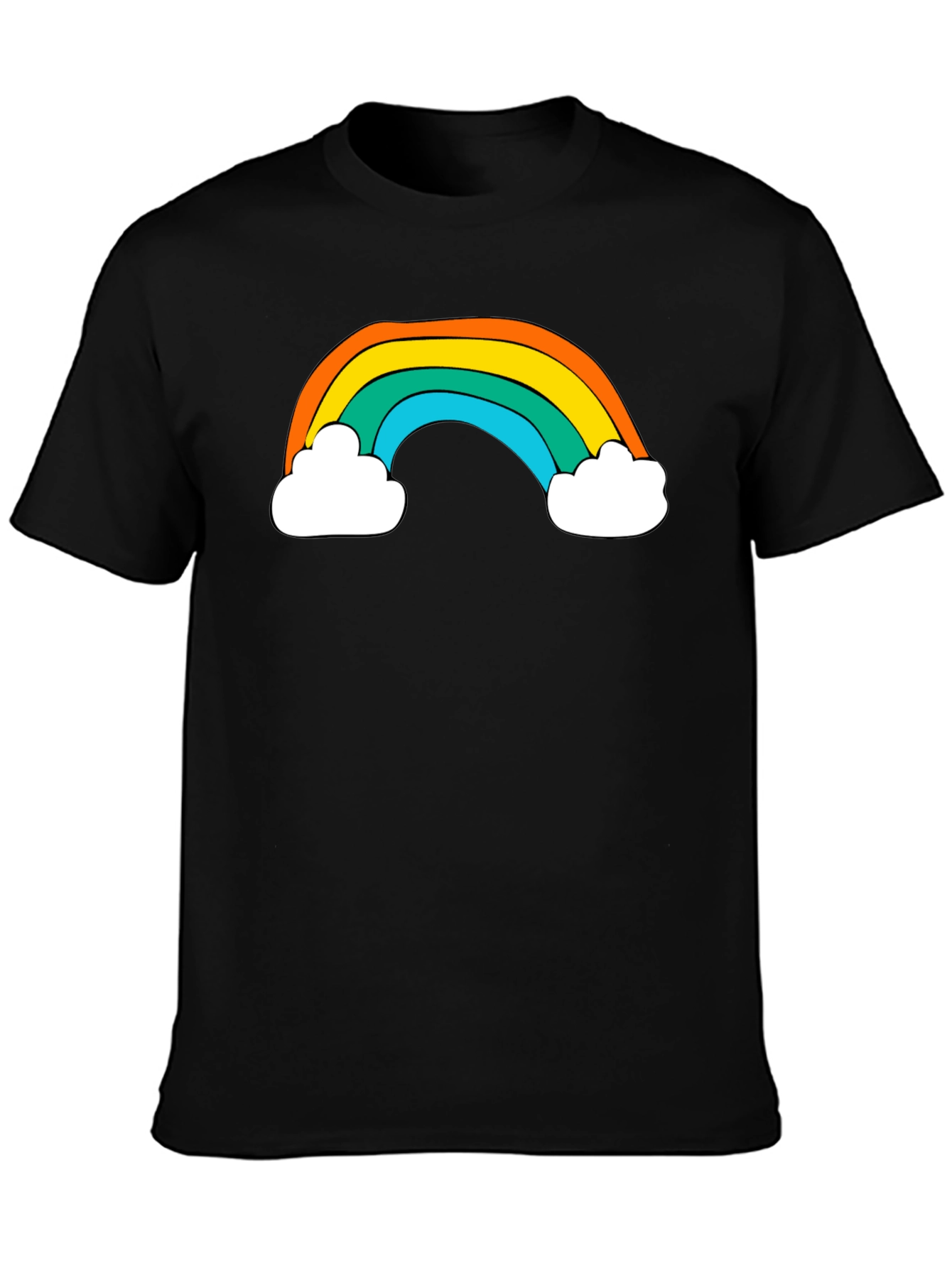 Black Retro Rainbow Graphic Black T-Shirt view 3