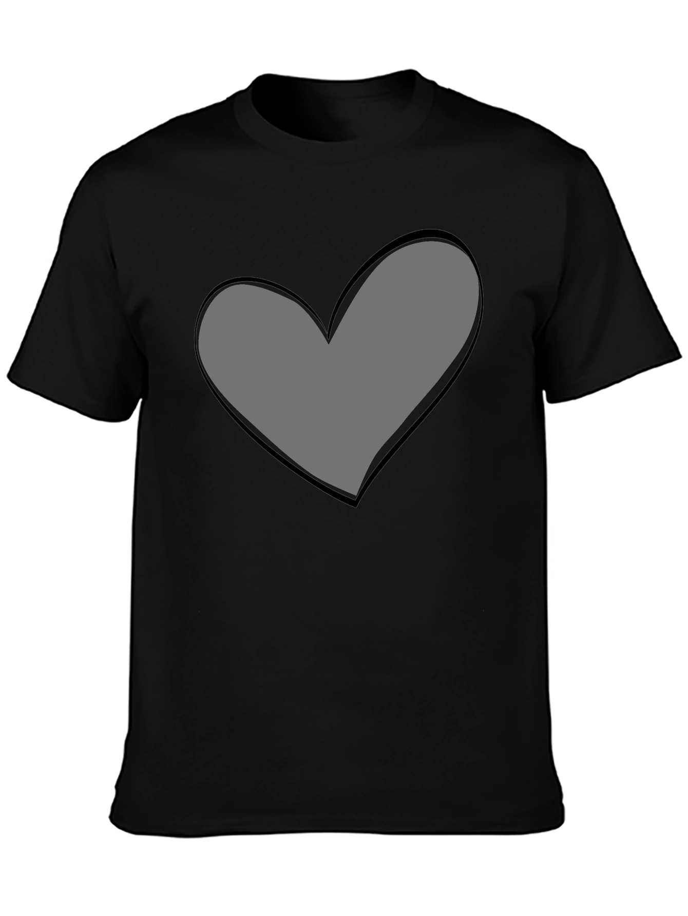 Heart Graphic Print Black T-Shirt - 3
