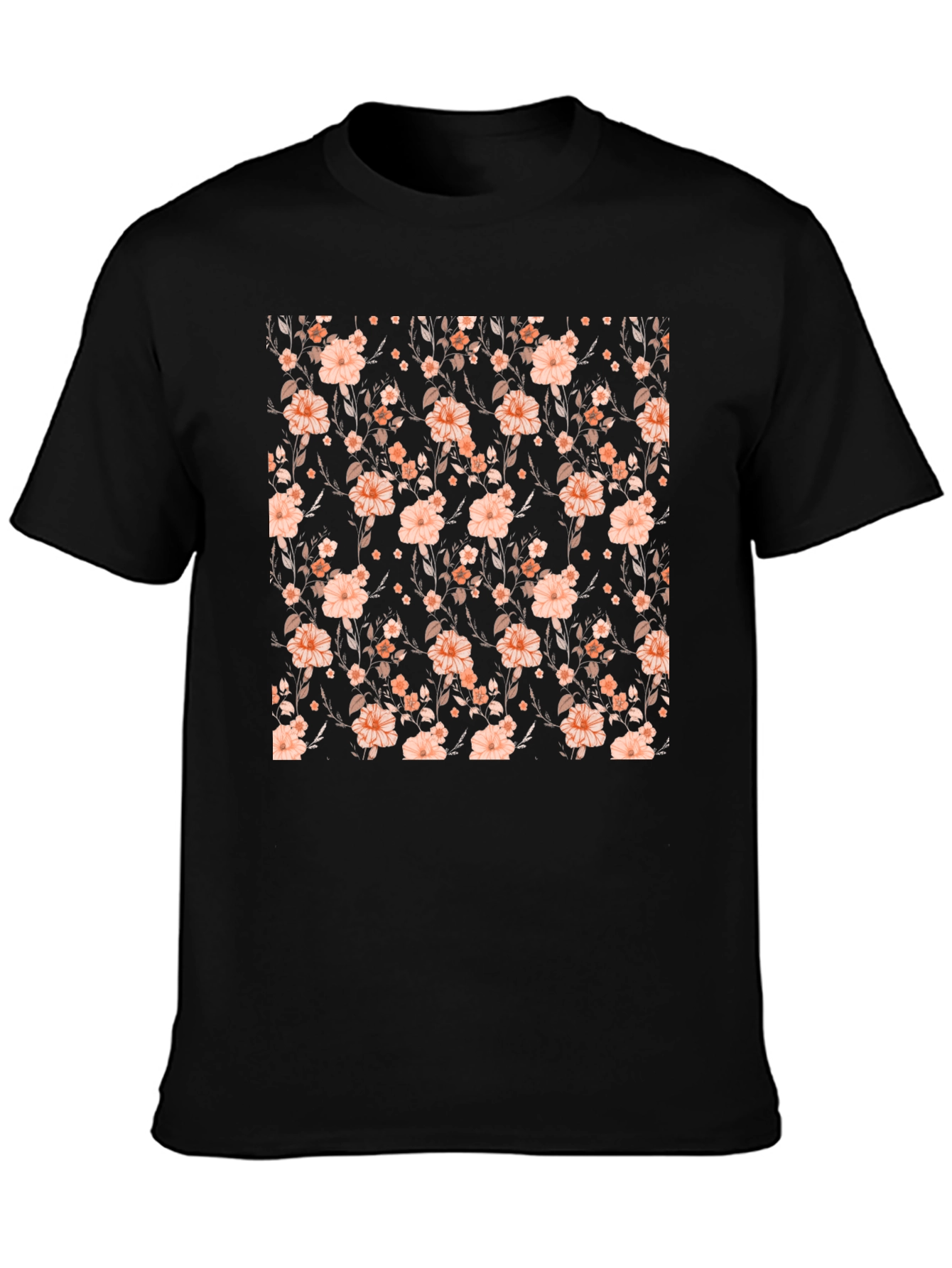 Black Floral Print Black T-Shirt view 3