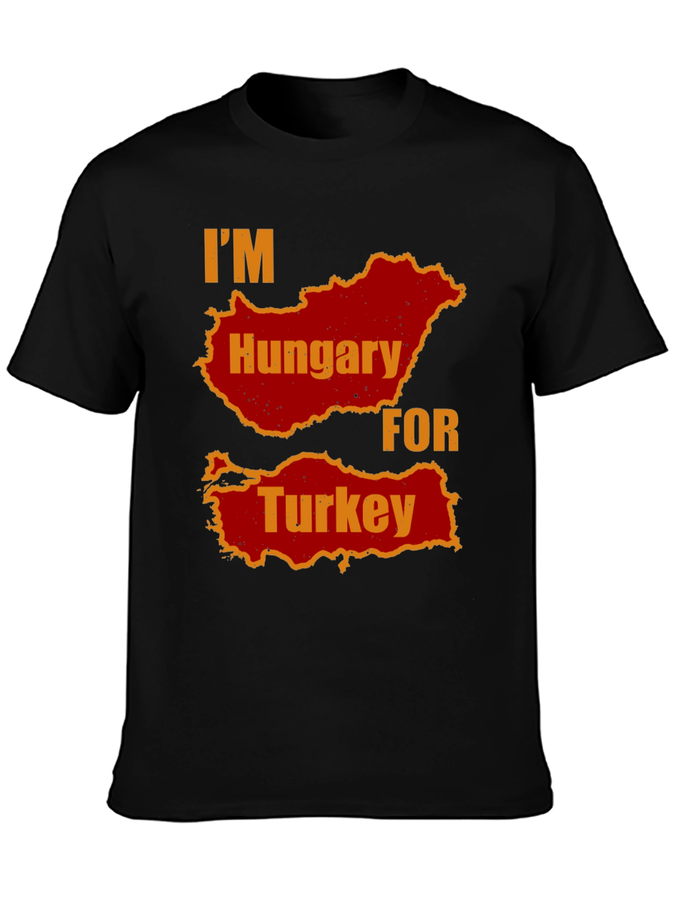 Black I'm Hungary For Turkey Men's Black T-Shirt view 3