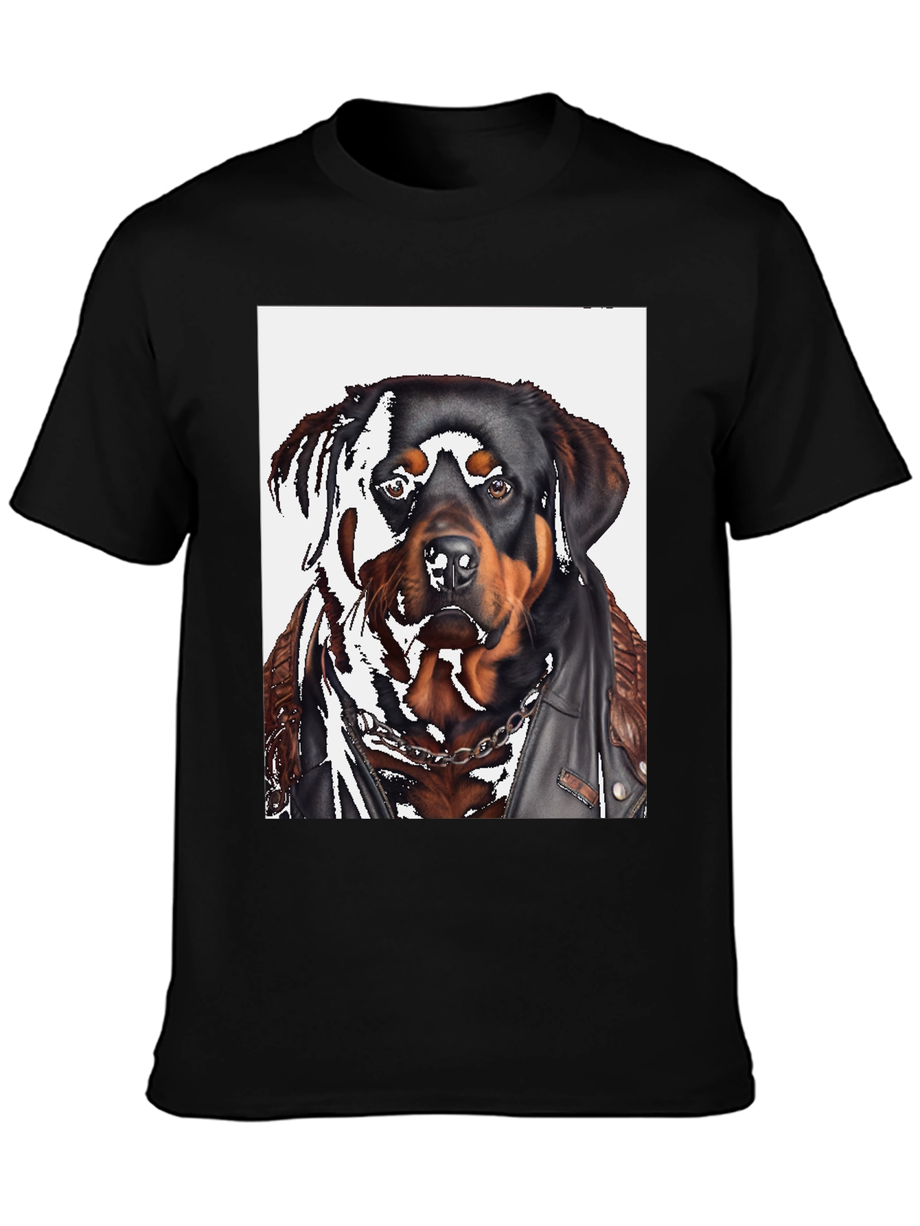 Black Rottweiler Biker T-Shirt view 3