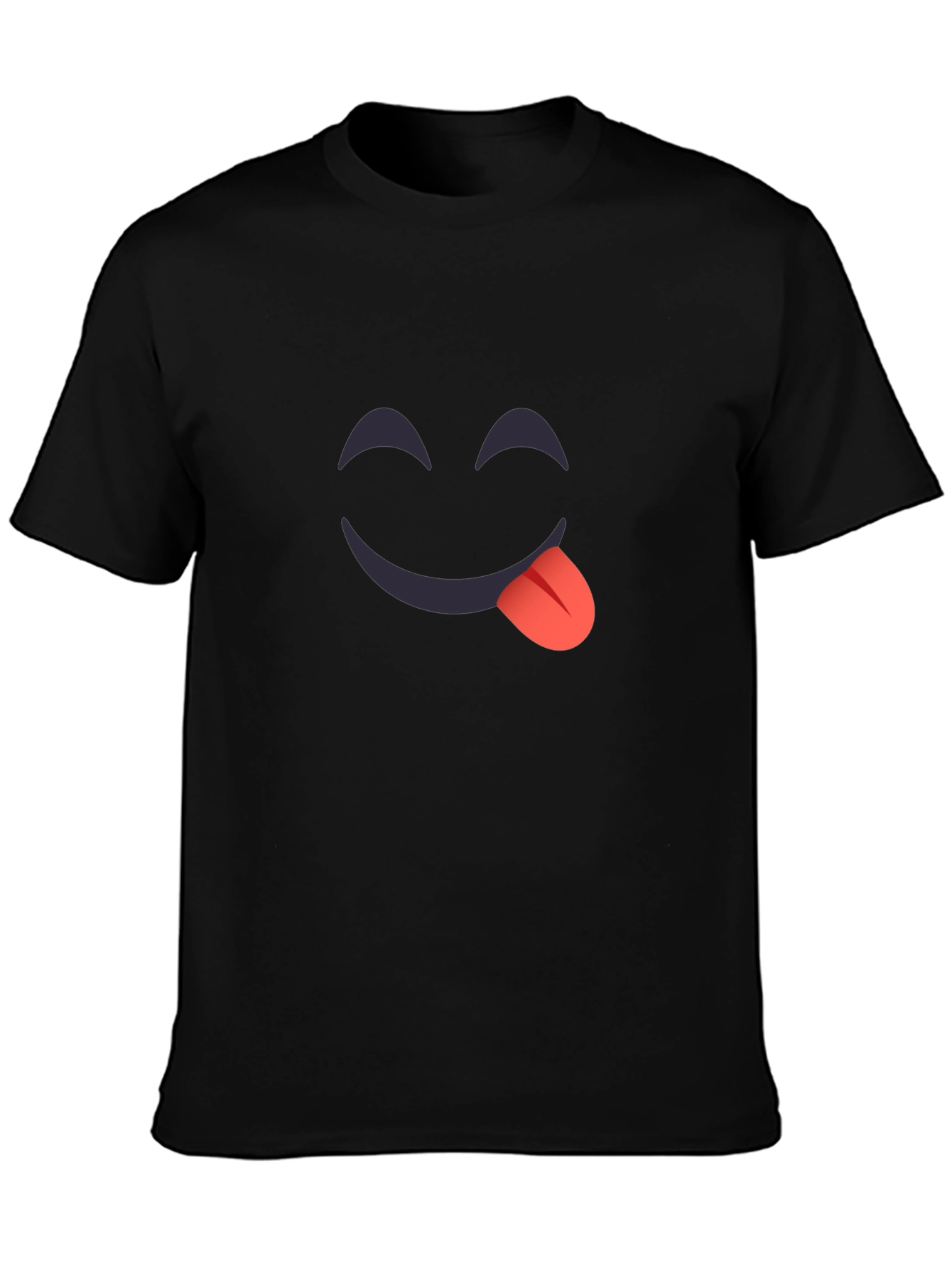 Black Funny Emoji T-Shirt - Tongue Out Graphic Tee view 3