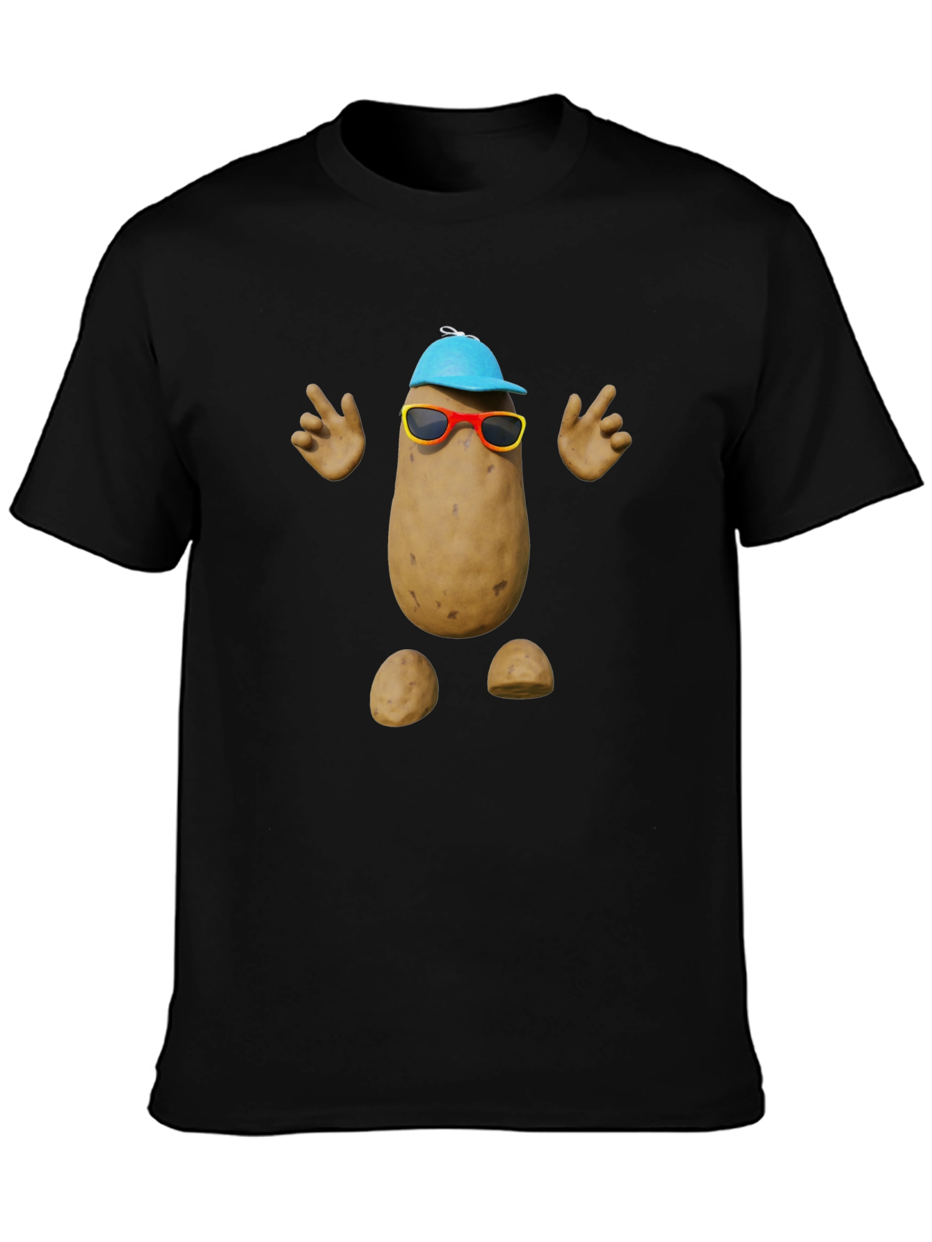 Black Funny Potato Graphic Tee - Quirky Humor T-Shirt view 3