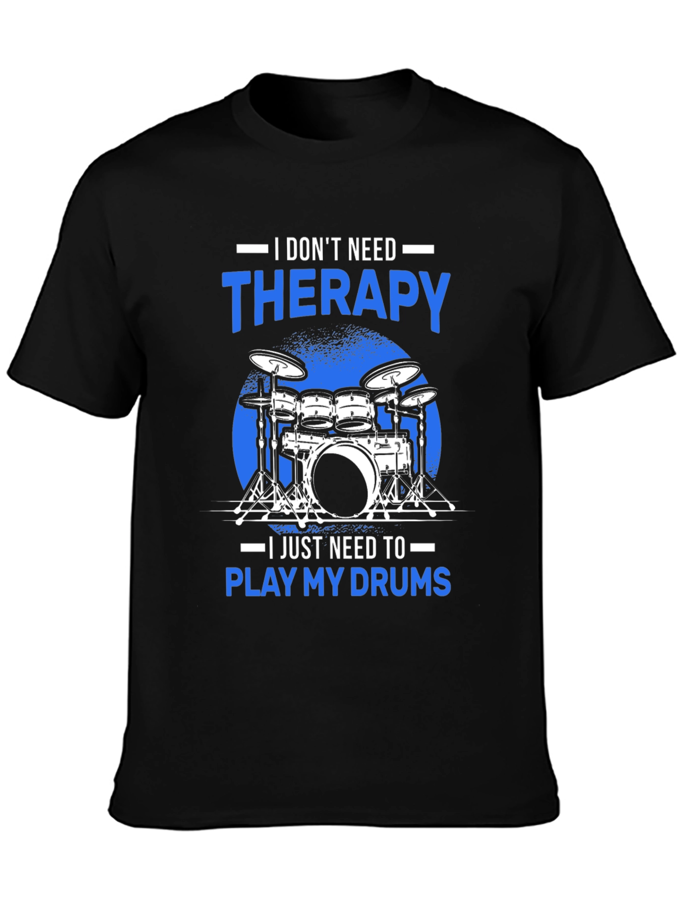 Black Drummer Therapy T-Shirt - Play My Drums view 3